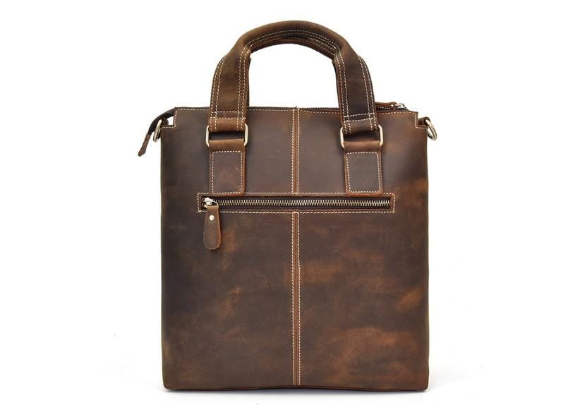 12 Inch Genuine Leather Laptop Bag for Men - Durable Business Briefcase for Work, Travel & Commuting