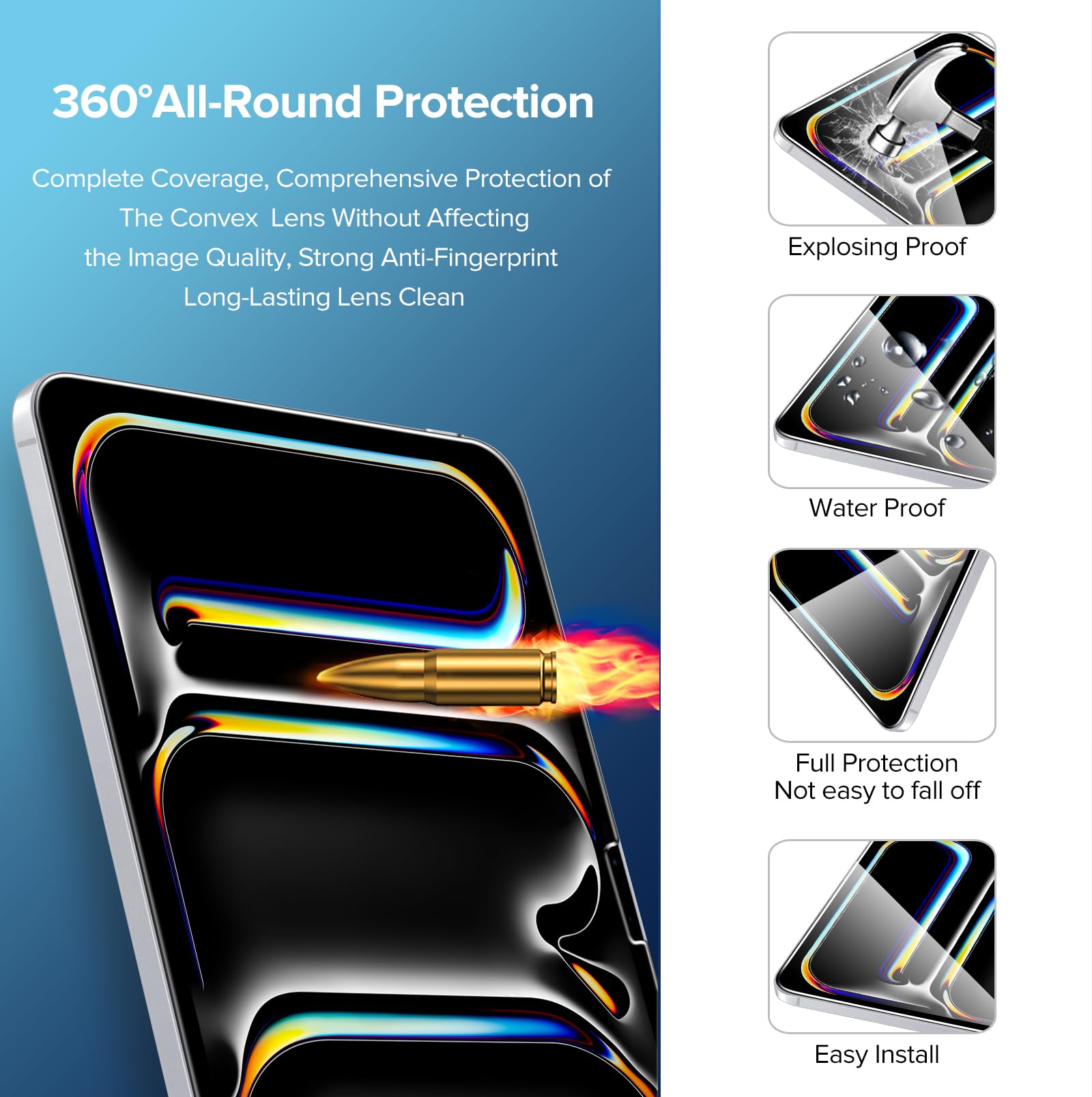 **iVoler 2 Pack Tempered Glass Screen Protector for iPad Pro 11 inch (2024, 5th Gen, M4) - Compatible with Face ID & Apple Pencil - Ultra HD Clear, Anti-Scratch, Bubble-Free - Perfect for Work, Study & Entertainment**