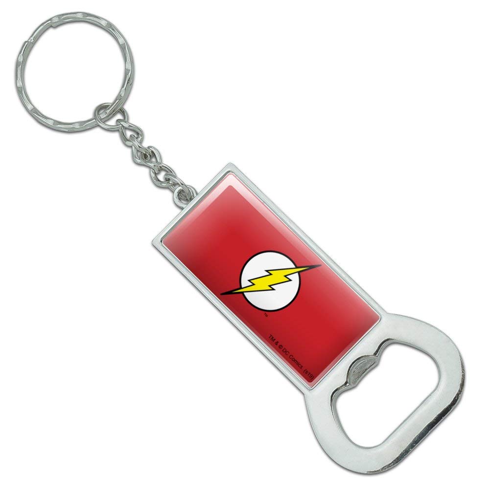 The Flash Lightning Bolt Logo Keychain - Chrome Plated Metal Bottle Opener with Keyring - Perfect for Superhero Fans, Keychains Collection & Everyday Carry (EDC) Accessories
