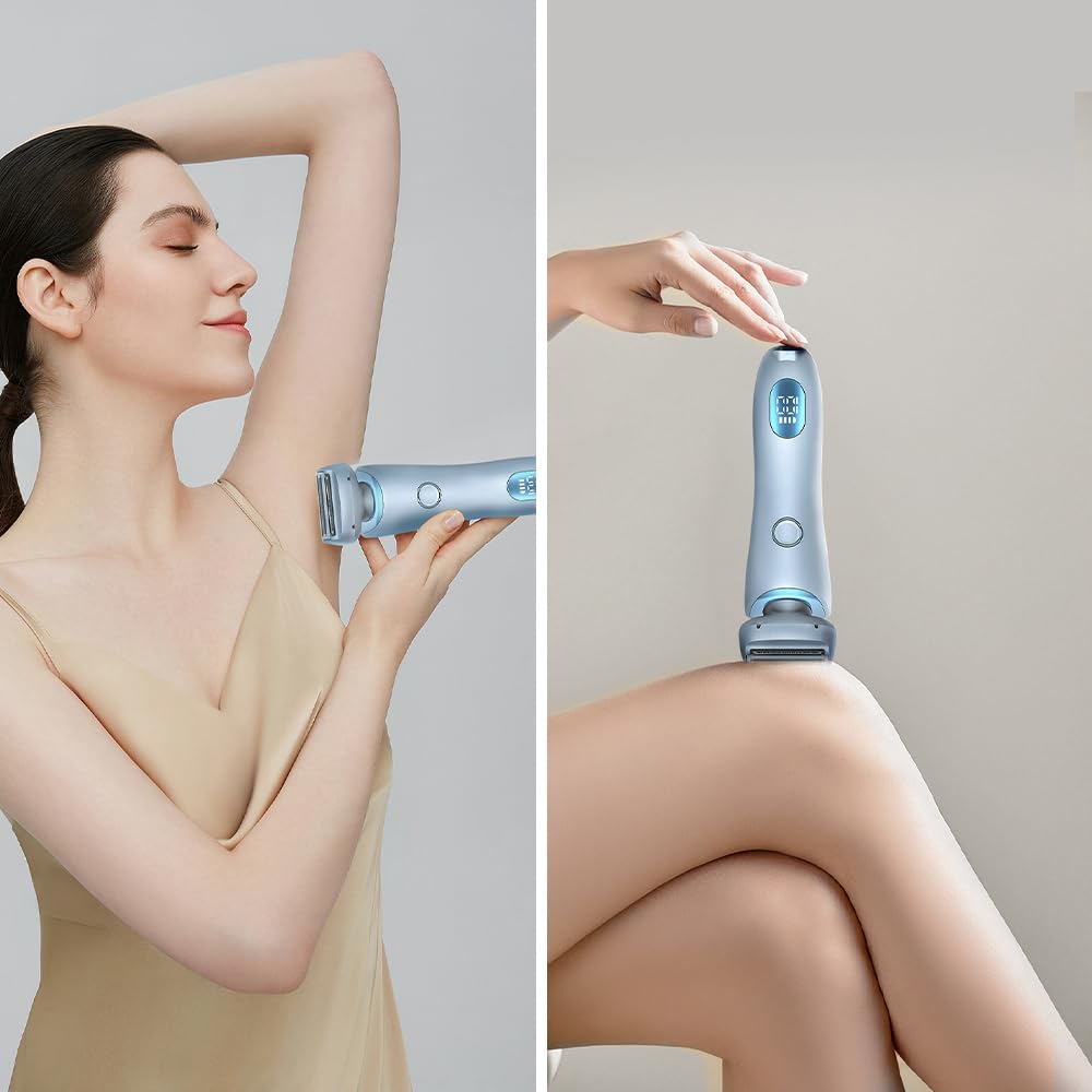 2024 New Wet & Dry BeautyGlide Pro Bikini Trimmer for Women - 3-in-1 Electric Shaver & Pubic Hair Trimmer with SilkGlide Technology (Blue) | Perfect for Travel, Gym & Sensitive Skin Care