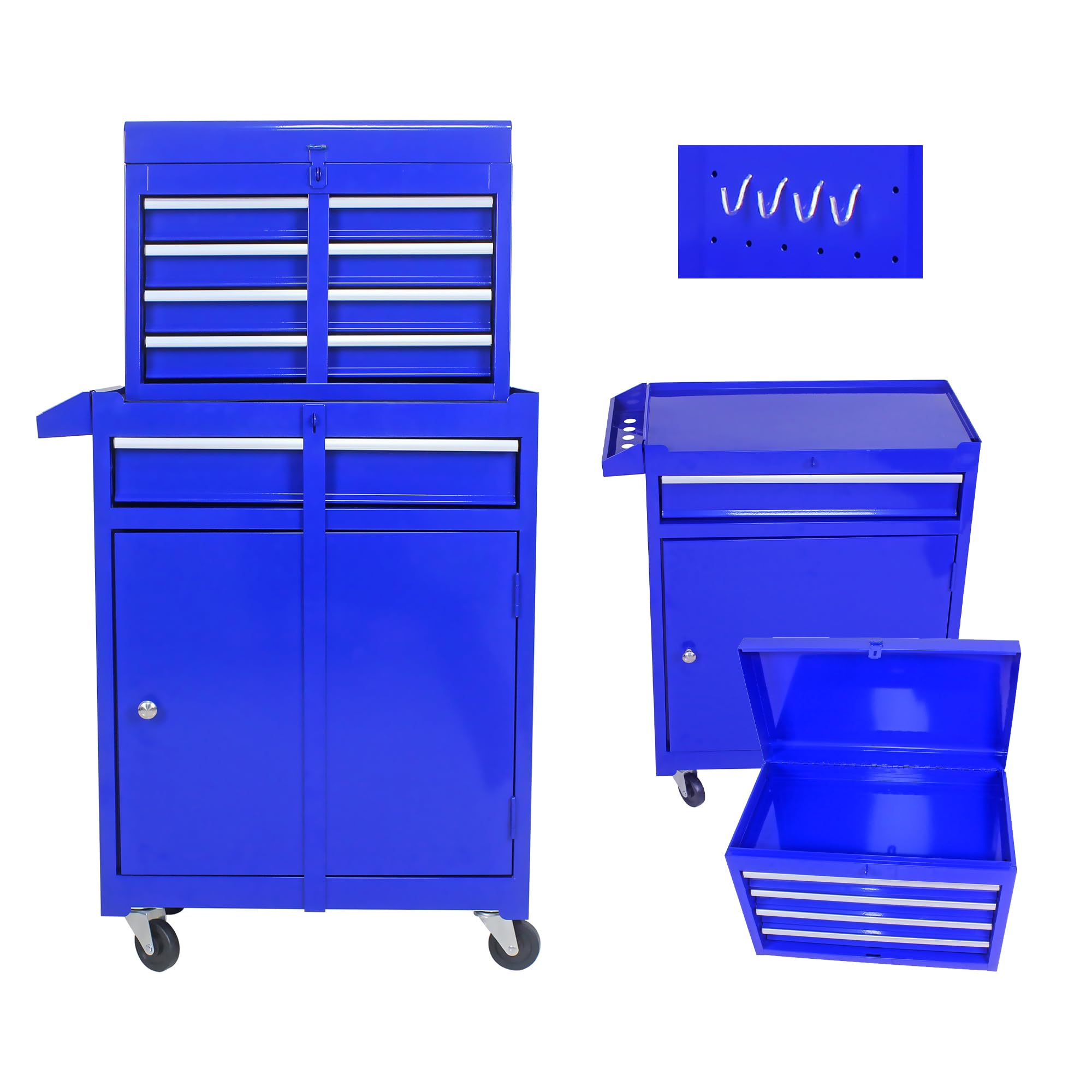 Heavy-Duty Rolling Tool Chest with 5 Drawers & Wheels - Detachable Tool Storage Cabinet with Adjustable Shelf - Mobile Toolbox for Workshop, Garage & Mechanics - Perfect for Automotive Repairs & DIY Projects (Blue)