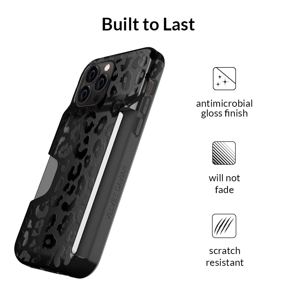 Black Leopard iPhone Wallet Case - Slim Protective Cover with Card Holder for iPhone 13/14/15 - Perfect for Travel, Shopping & Everyday Use