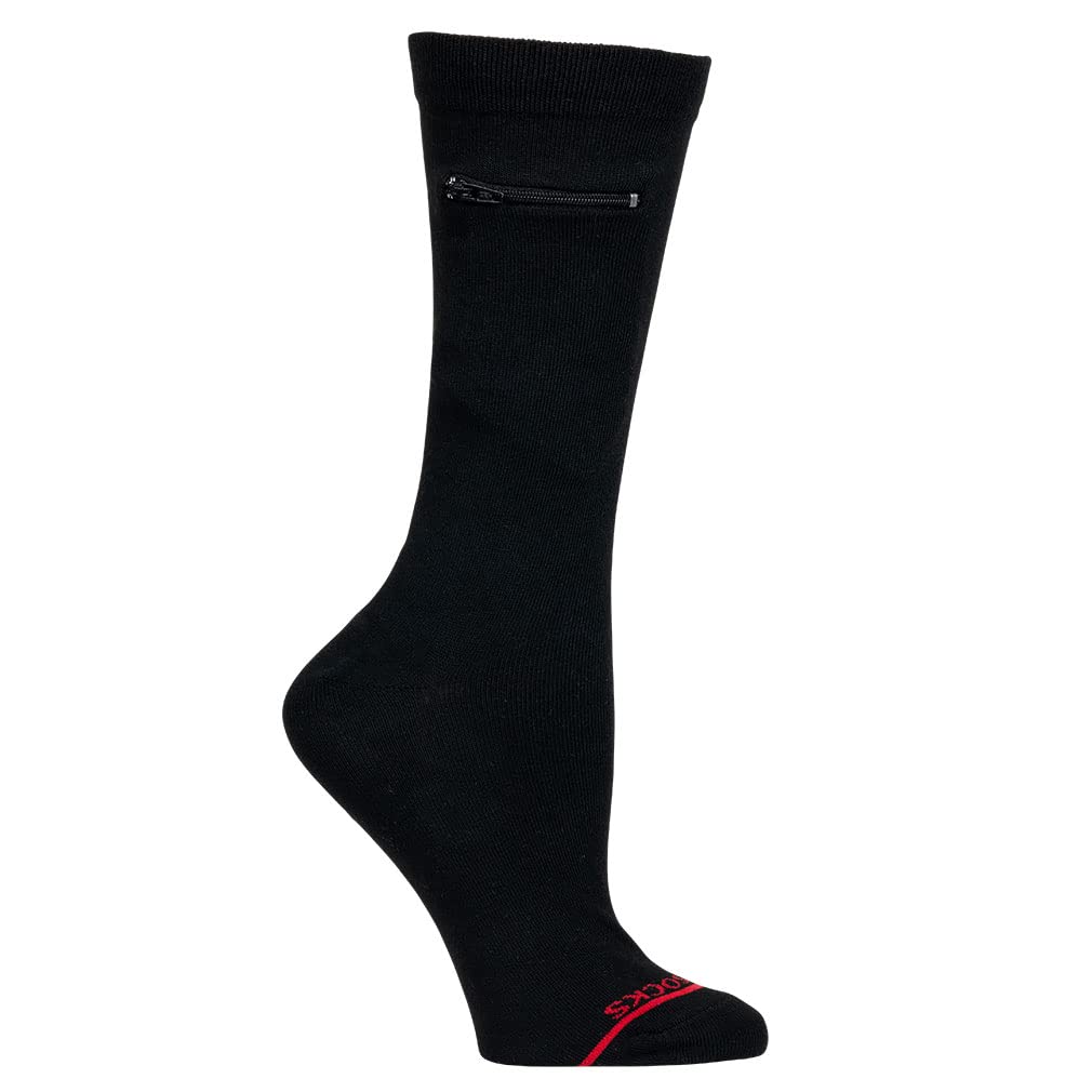 Moisture Wicking Anti Pickpocket Crew Socks for Women & Men with Hidden Pocket - Travel, Hiking & Everyday Wear Dress Socks