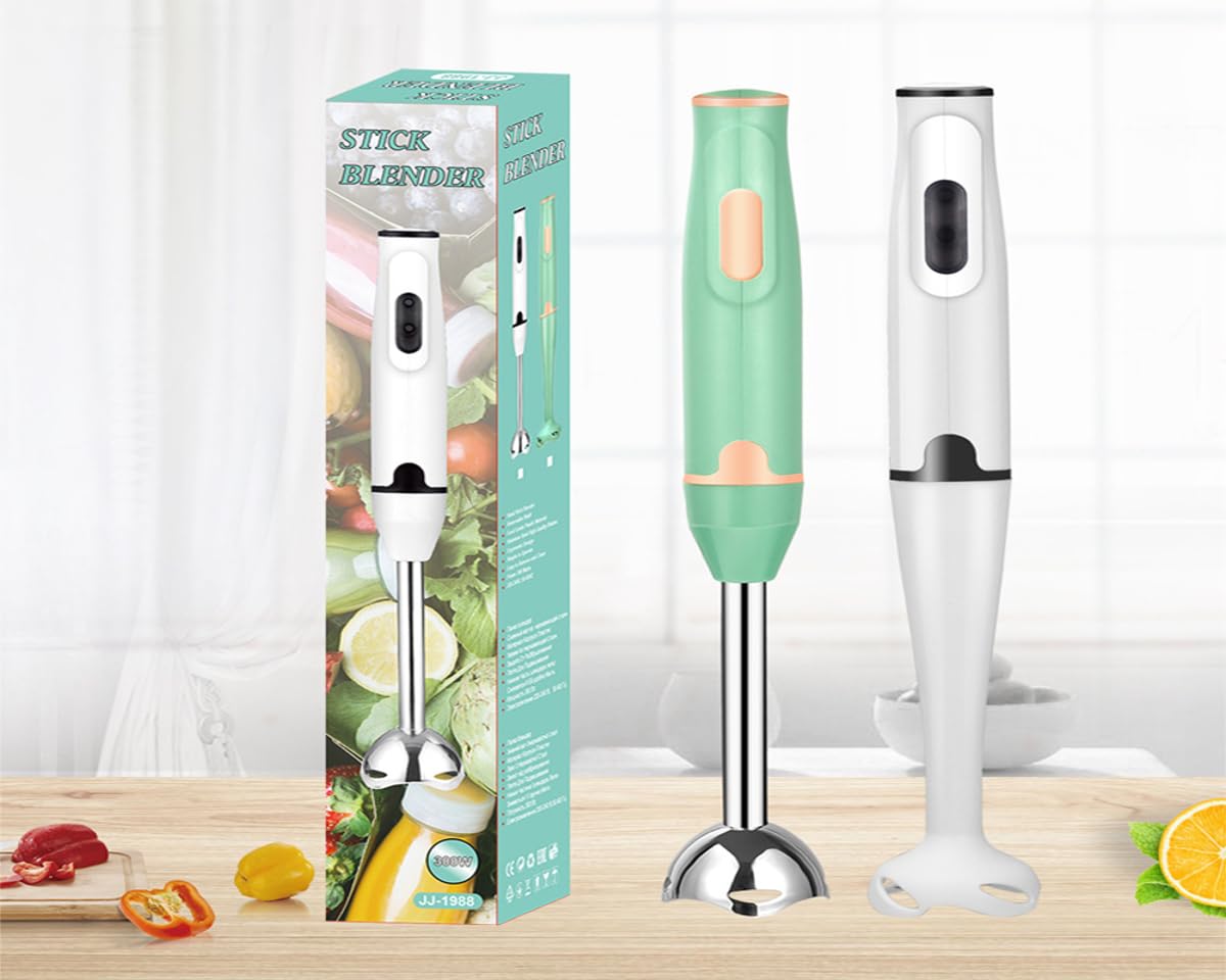 2-Speed Immersion Blender - Powerful Electric Hand Blender for Smoothies, Soups & Sauces - Perfect Kitchen Tool for Blending, Whipping & Pureeing (White)