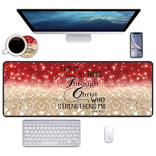 Red Glitter Christian Bible Verse Phil 4-13