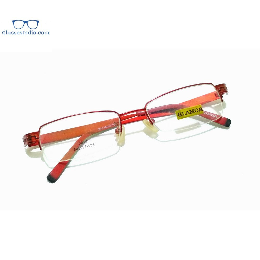 Stylish Red Supra Half Rimless Blue Light Blocking Glasses for Women - Model 5610Rd - Perfect for Computer Use, Gaming & Office Work