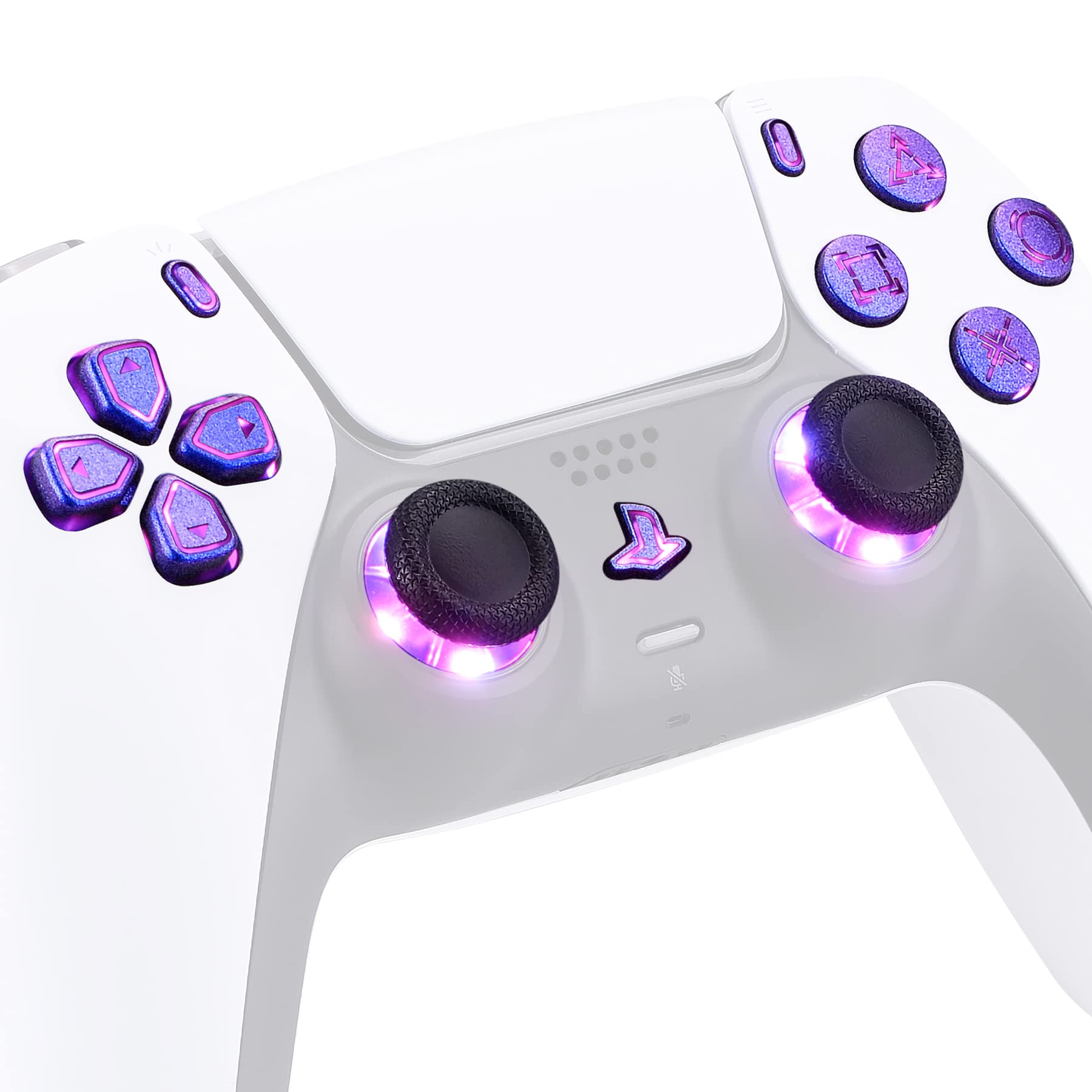 eXtremeRate Chameleon Purple Blue PS5 Controller Custom Kit - D-pad, Thumbstick, Face Buttons, LED Lightbar Stickers for BDM-010 & BDM-020 - Gaming Accessories for Enhanced PS5 Experience