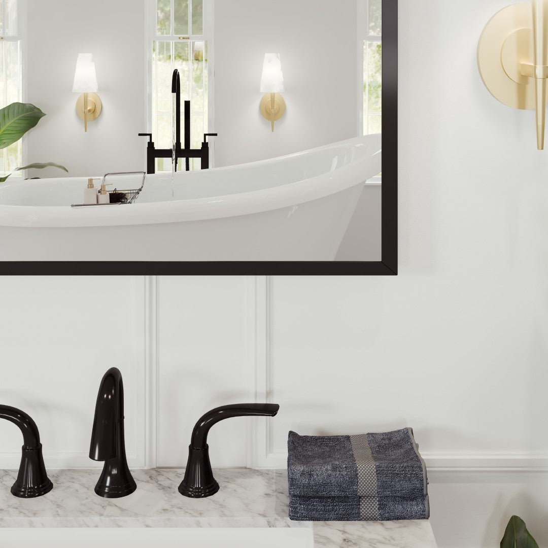 Eviva Black 58 x 28 Inch Rectangular Wall Mirror - Modern Black Metal Framed Bathroom Mirror for Vanity, Bedroom, or Entryway Decor