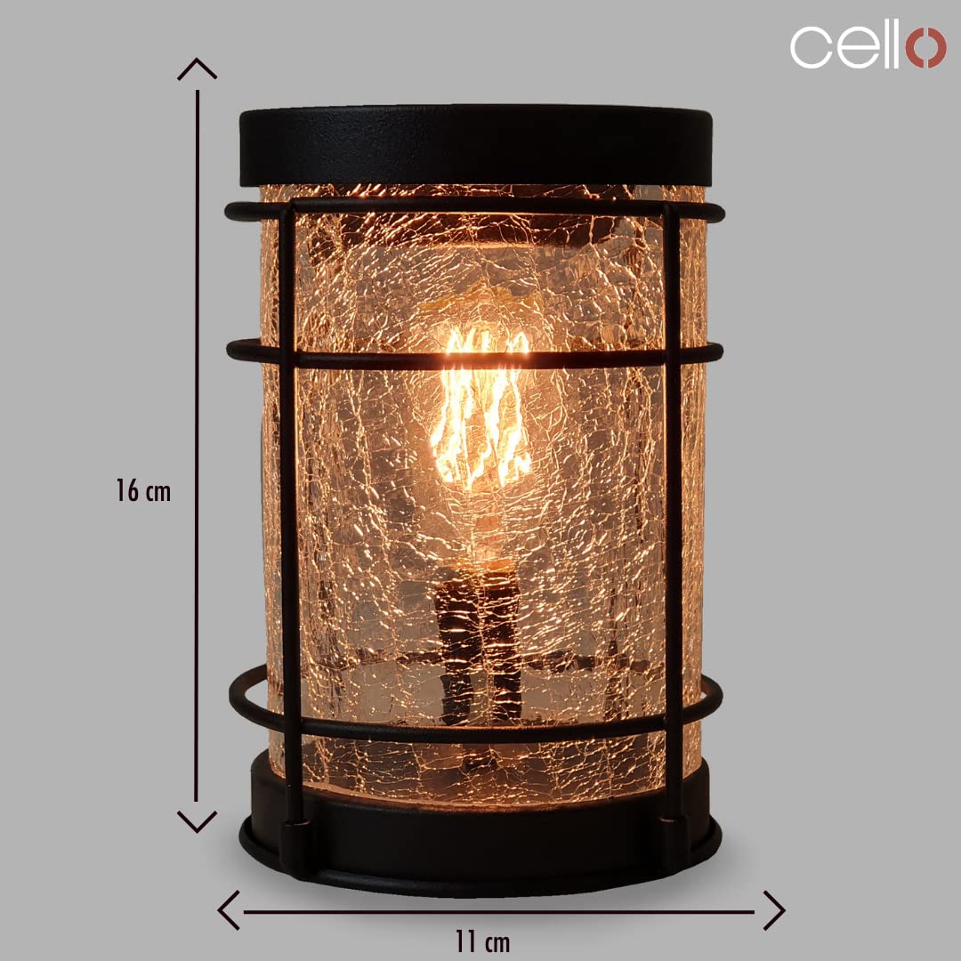 Premium Cello Black Crackle Edison Electric Wax Warmer with Spiced Citrus Wax Melts - Aromatherapy for Home, Office & Spa Relaxation