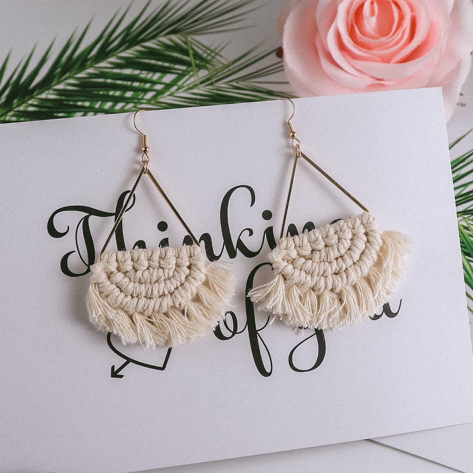 2 Pairs Bohemian Handmade Woven Fringe Drop Earrings - Colorful Tassel Dangle Statement Jewelry for Women & Girls - Perfect for Holidays, Parties, Festivals and Boho Fashion Accessories