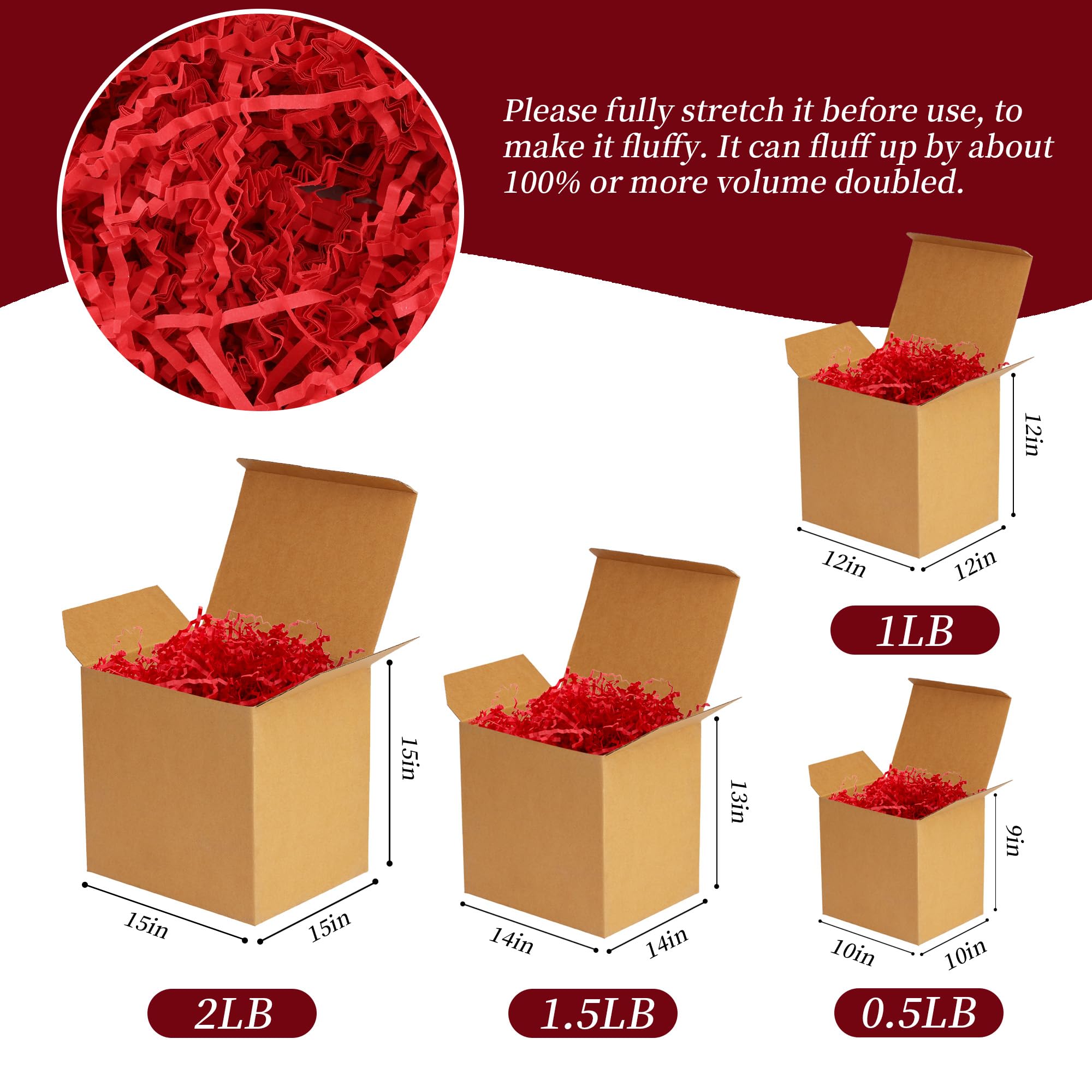 TCAIRG - 1.5 LB Red Crinkle Cut Paper Shred Filler for Gift Wrapping, Basket Filling, Party Decorations & Wedding Confetti - Premium Shredded Paper for Gift Boxes, Easter Baskets, Christmas Presents & Birthday Party Supplies