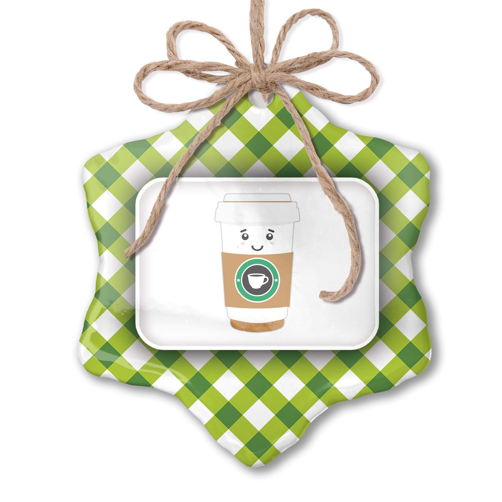 Christmas Ornament Bubble Tea - Cute Kawaii Boba Drink with Face, Japanese Green Plaid Decorations | Perfect for Holiday Tree Decor, Gift Giving & Asian-Themed Parties