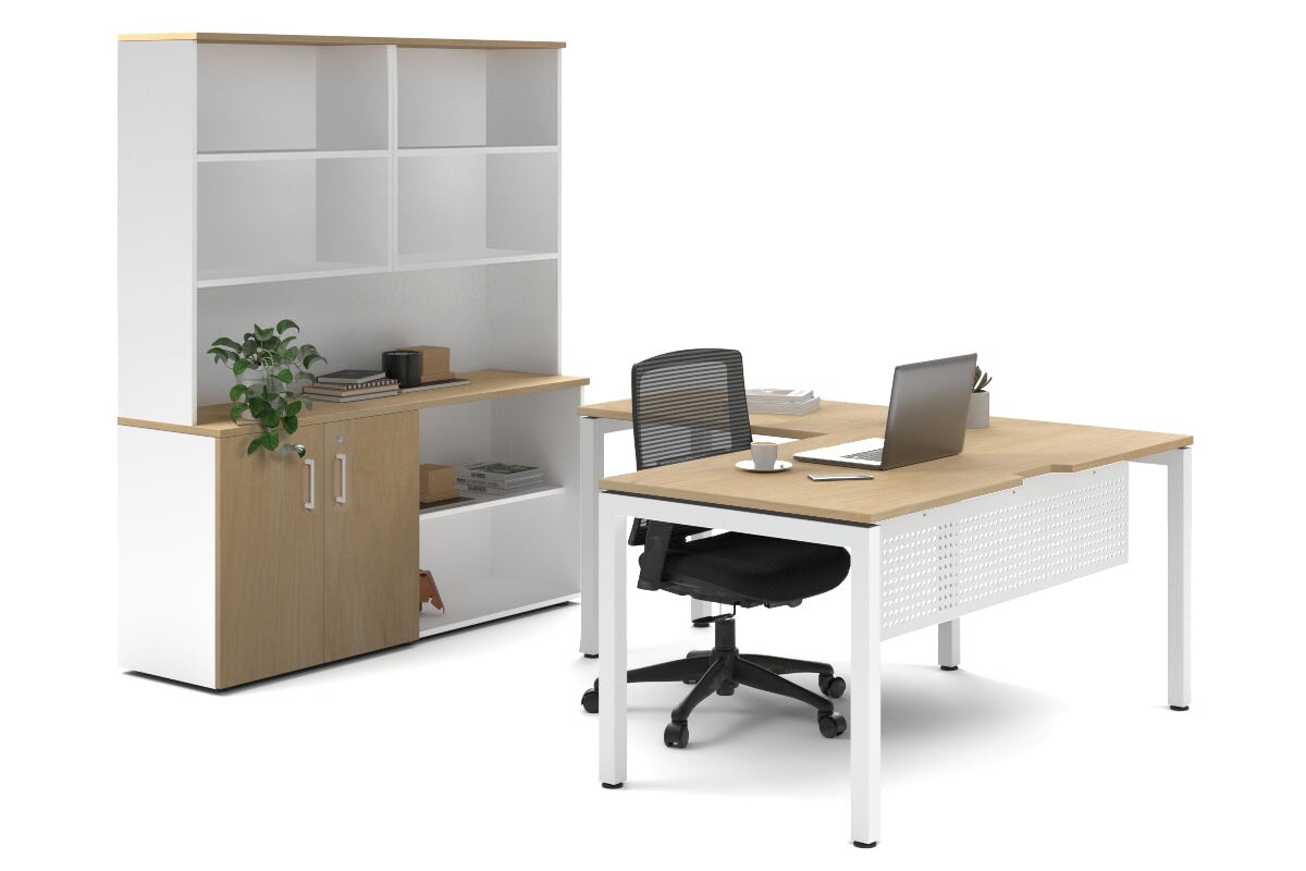 Quadro Square Legs L-Shaped Executive Desk with White Legs [1600L x 1700W] - Perfect for Home Office, Conference Rooms & Modern Workspaces
