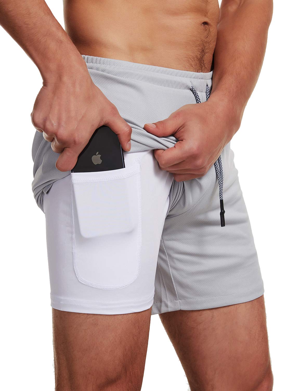 FLYFIREFLY Men's 2-in-1 Workout Running Shorts 7
