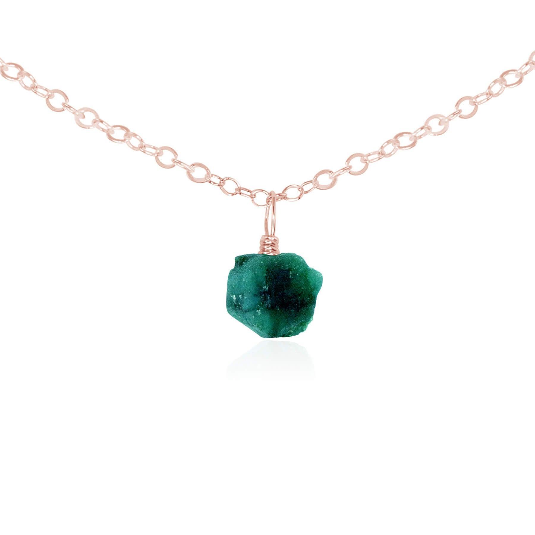 Natural Tiny Rough Emerald Gemstone Pendant Choker Necklace - Handmade Boho Jewelry for Women, Perfect for Everyday Wear & Special Occasions