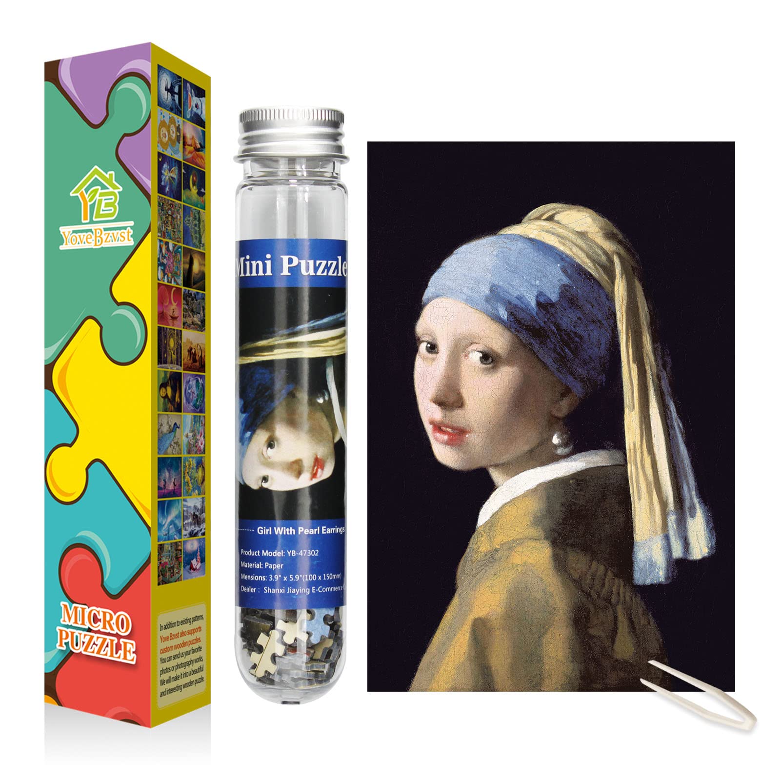 234-Piece Mini Jigsaw Puzzle for Adults - Challenging Micro Puzzle with Girl with Pearl Earrings Art (6x4in) | Home Decor, Stress Relief & Brain Teaser | Perfect Gift for Art Lovers & Puzzle Enthusiasts