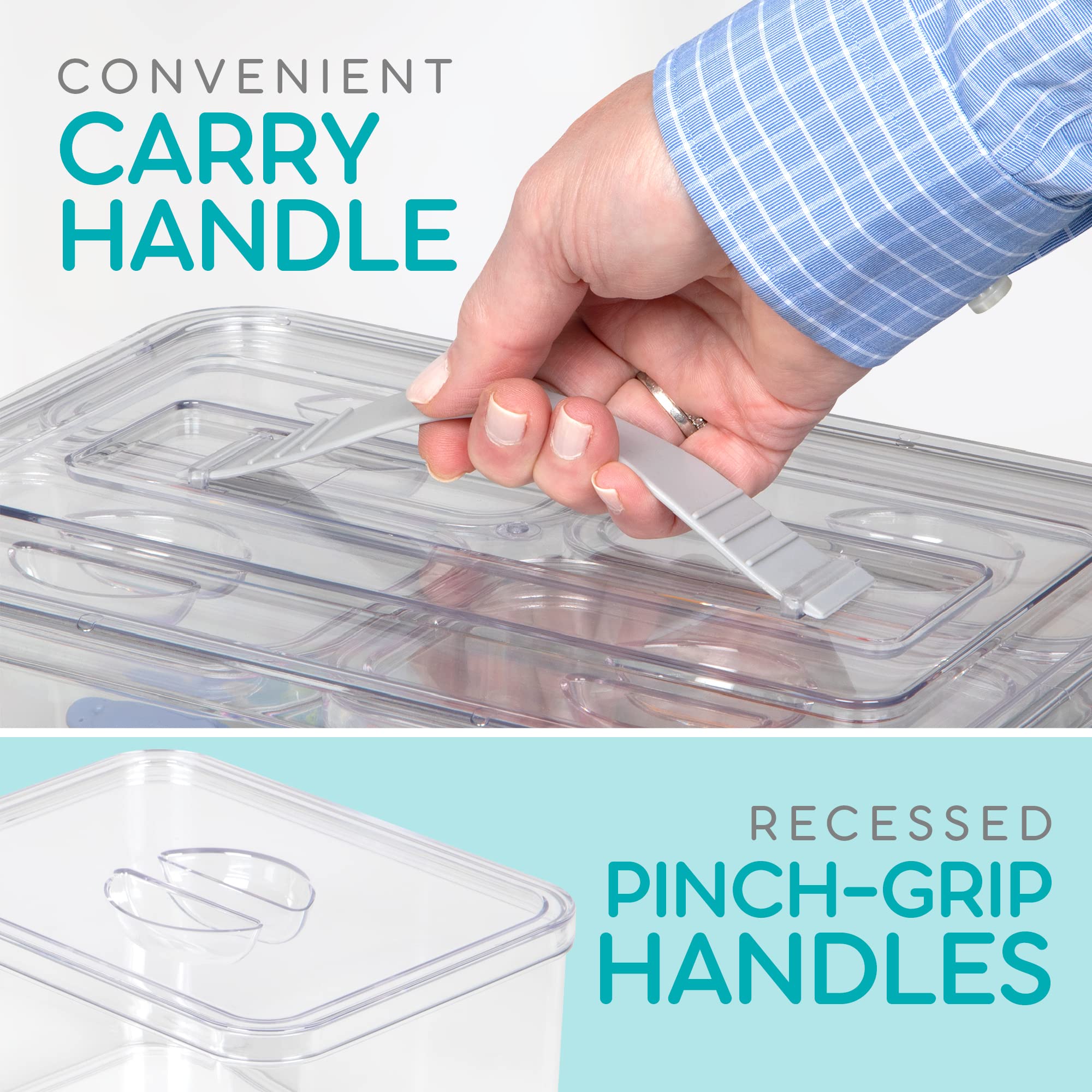 Clear Plastic Storage Bins with Lids - Set of 1 Large & 2 Medium Organizing Containers for Closet, Fridge, Pantry | Durable Stackable Home Organization Solutions by Richards Homewares | Perfect for Kitchen, Bathroom & Garage Storage