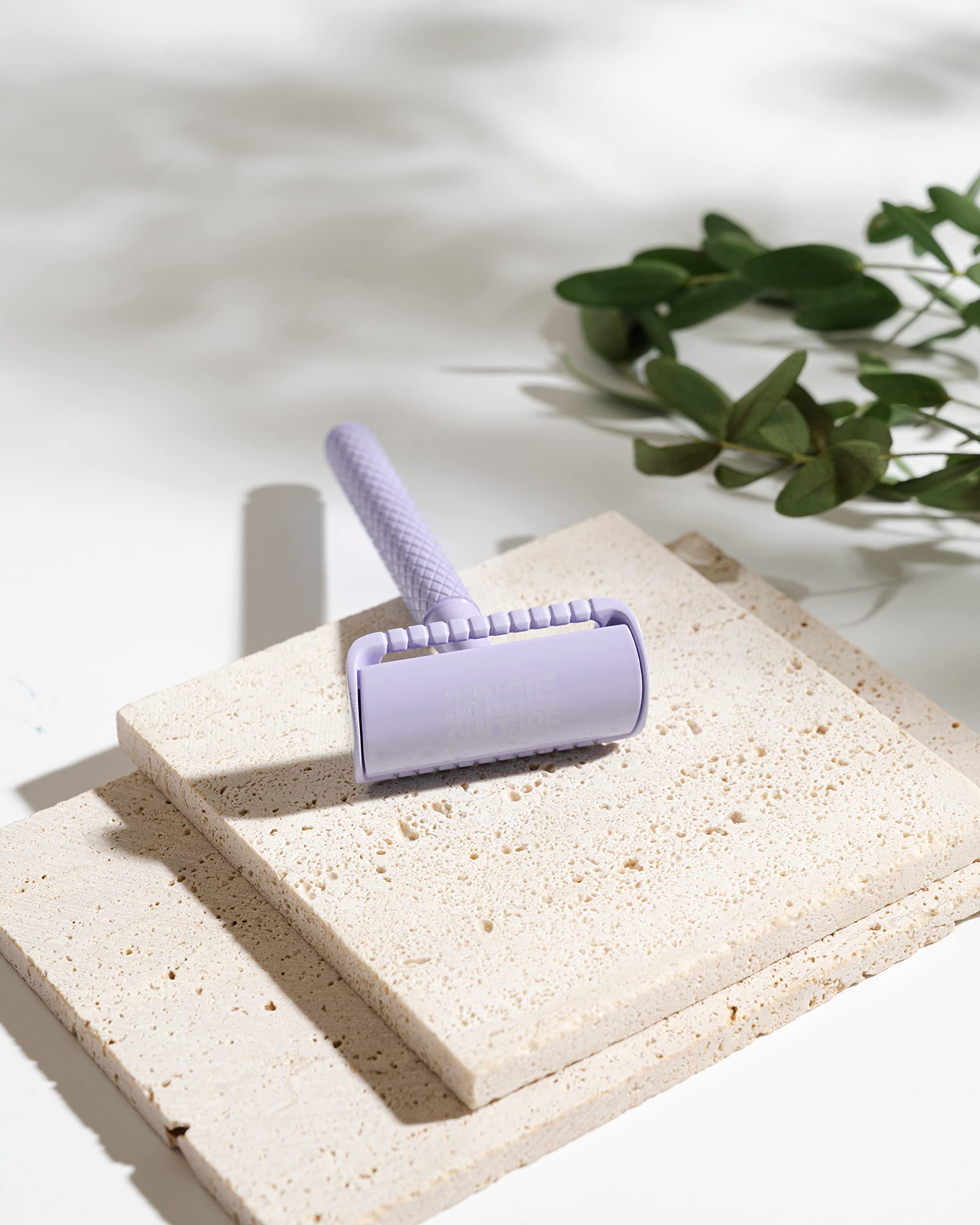Jungle Culture Safety Razor & Stand with 10 Double Edge Blades - Premium Metal Razor for Women & Men - Eco-Friendly Reusable Shaver for Face & Body Shaving - Perfect for Home & Travel Use (Lilac)