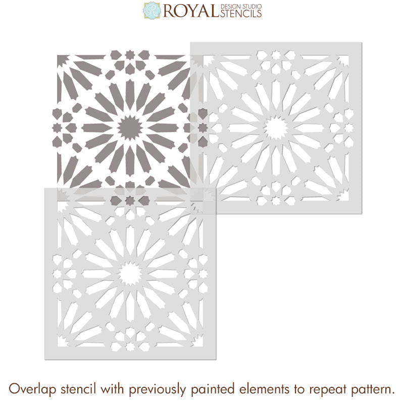 Baraka Tile Stencil - Reusable DIY Floor & Wall Stenciling Kit for Home Decor, Bathroom, Kitchen Backsplash - Perfect for Painting, Mosaic & Geometric Patterns