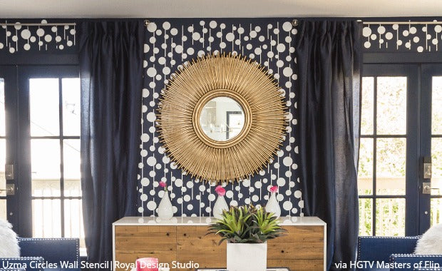 Uzma Circles Raven + Lily Wall Stencil - DIY Home Decor Stencils for Painting, Wall Art, and Creative Projects | Perfect for Bedrooms, Living Rooms, and Crafting