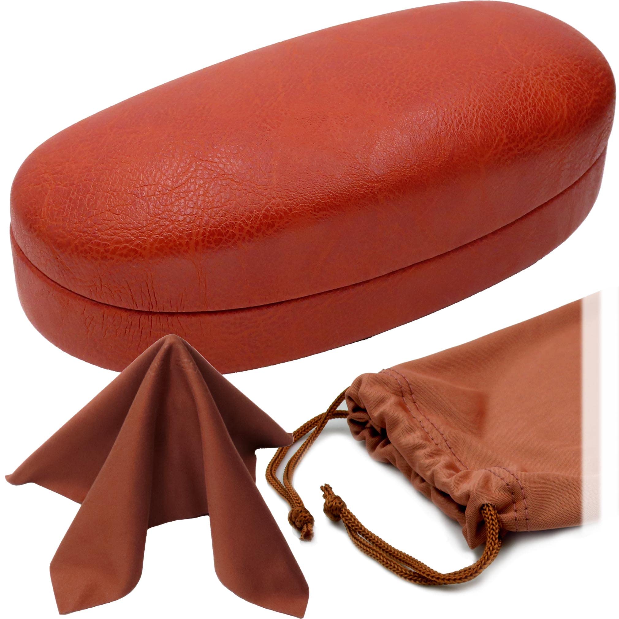 Hard Shell Sunglasses Case for Women - Durable Eyeglass Holder with Pouch & Cleaning Cloth - Large Protective Eyewear Storage for Travel, Work & Daily Use