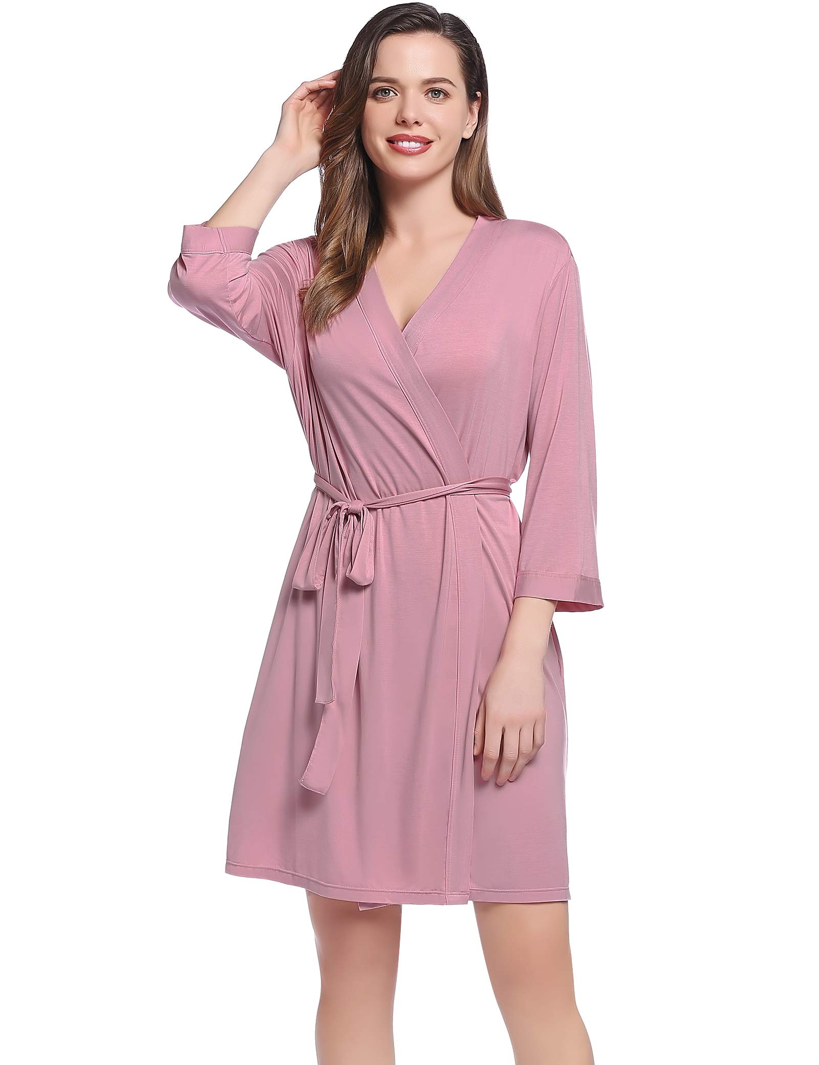 Lightweight Travel Jersey Robe for Women - Soft Bamboo Viscose Short Bathrobe | Perfect for Spa, Beach & Lounge Wear