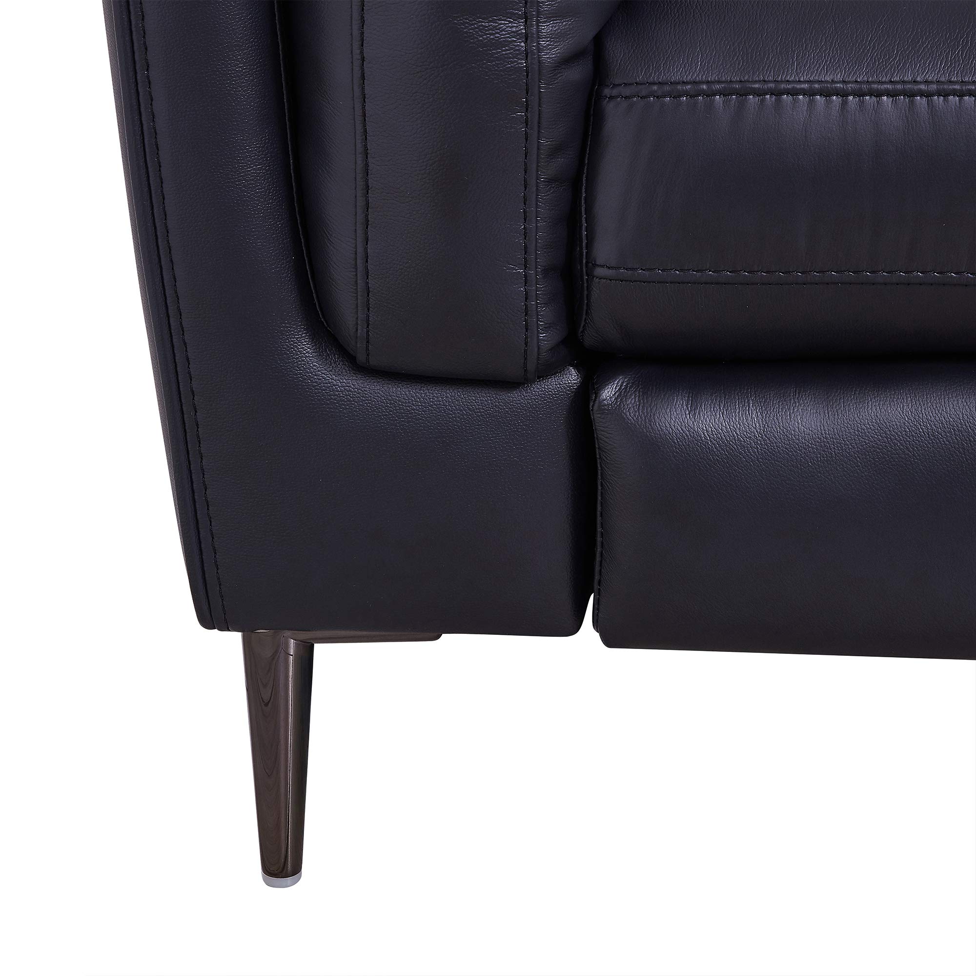 Armen Living Primrose Modern Top Grain Leather Power Recliner Chair - Navy Blue Accent Chair for Living Room | Comfortable Electric Recliner for Home Theater, Gaming & Relaxation