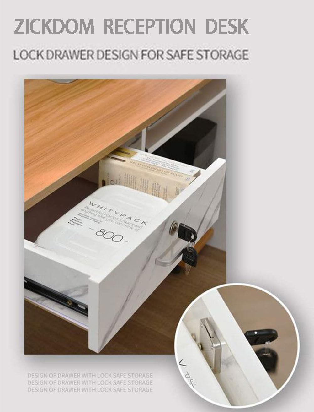 Modern White Reception Desk with Counter - Front Office Checkout Counter for Small Businesses & Retail Stores | Perfect for Lobby, Hotel, Clinic & Corporate Reception Areas