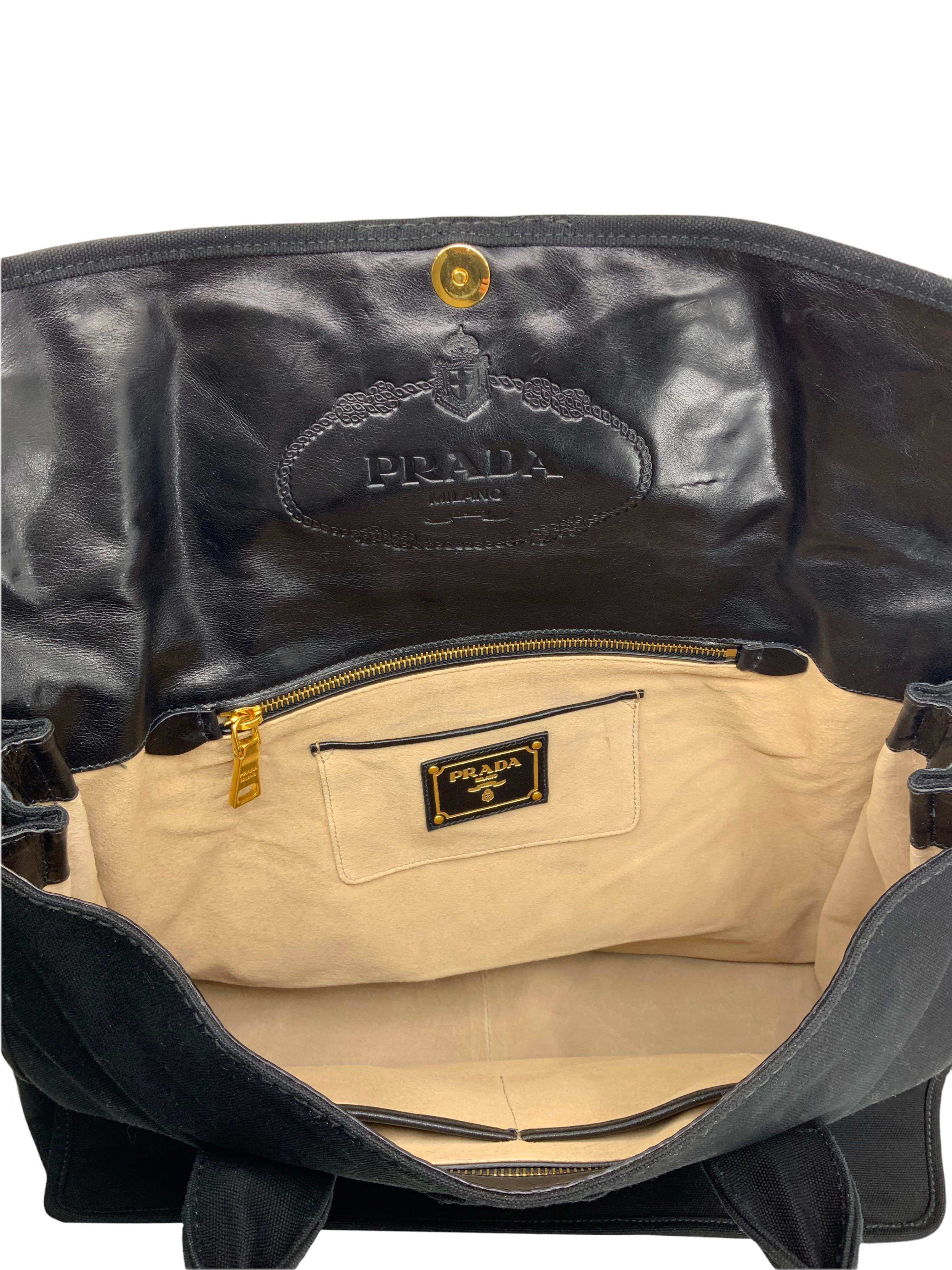 PRADA Canapa Pattina Large Shopping Tote Bag - Stylish & Spacious Leather Handbag for Women, Perfect for Work, Travel & Everyday Use