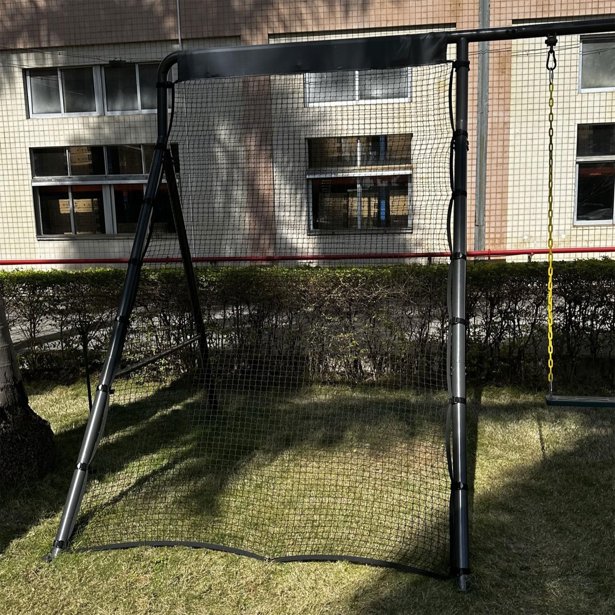 OmniSport 126” x 75” Rebounder Net for Swing Sets - Durable Baseball & Softball Rebound Trainer (Swingset Not Included) - Perfect for Backyard Practice, Training Drills & Batting Cage Sessions