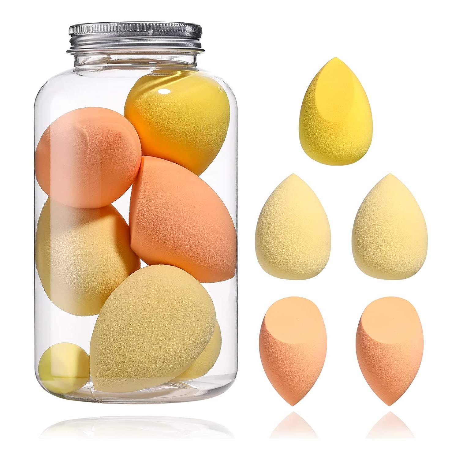 7Pcs/Box Facejewel Beauty Sponge - Soft, Flexible Makeup Blender for Flawless Foundation & Concealer Application | Perfect for Liquid, Cream & Powder Cosmetics | Ideal for Travel & Everyday Makeup