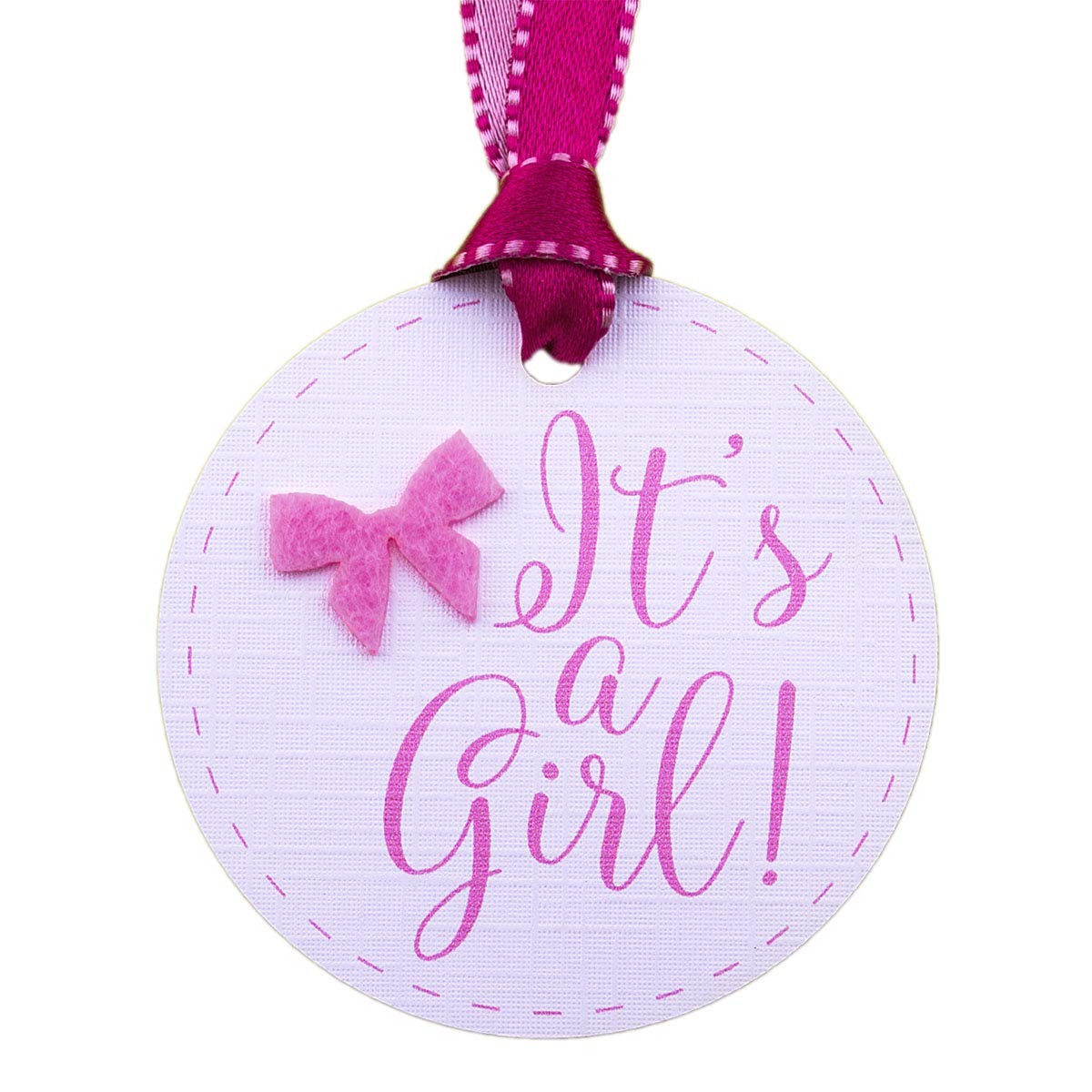 50pcs Round Baby Shower Favor Gift Tags - Pink 