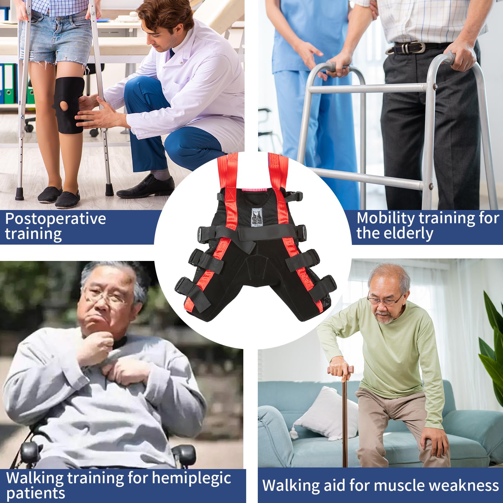Professional Walking Assist Sling with 4-Way Stretch Fabric - 500lb Weight Capacity for Home & Hospital Use - Ideal for Mobility Training & Patient Recovery (Large)