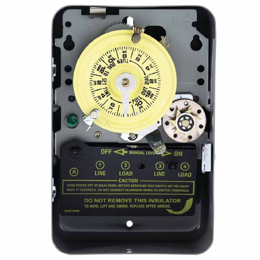 40 Amp 120 Volt 24 Hour Indoor Mechanical Timer Switch DPST Gray - Heavy Duty Appliance Timer for Lights, Pumps & HVAC Systems