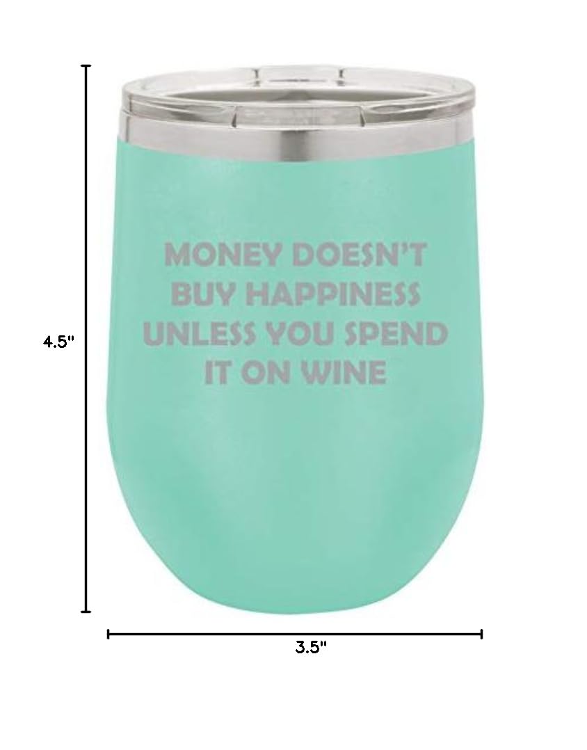 12 oz Double Wall Vacuum Insulated Stainless Steel Wine Tumbler - Stemless Coffee Travel Mug with Lid - Funny 