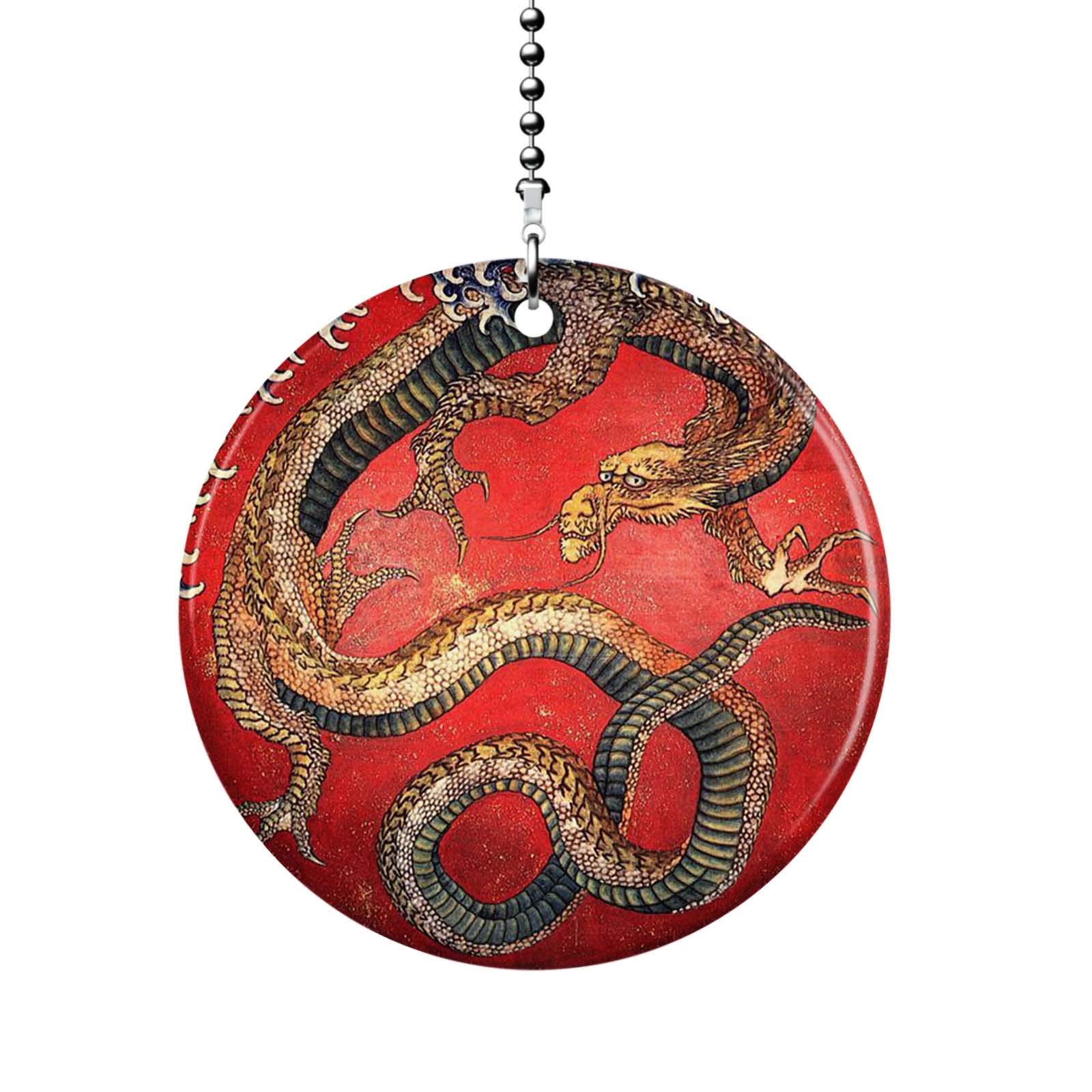 Hokusai Fine Art Dragon Ceiling Fan Pull Chain - Japanese Style Home Decor for Living Room, Bedroom & Office