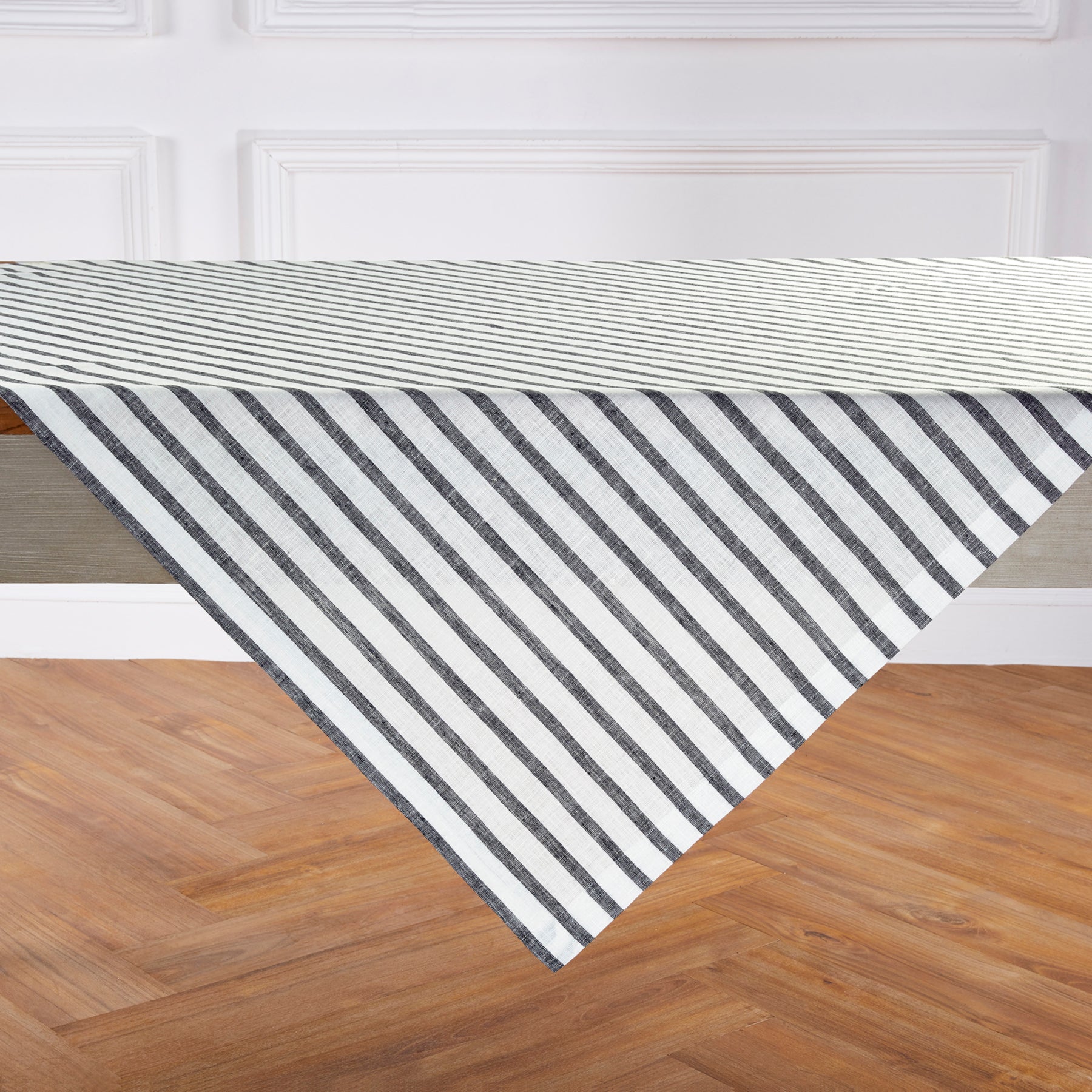 Madison Stripe Table Throw - Stylish Cotton Tablecloth for Dining Room & Kitchen Decor - Perfect for Parties, Holidays & Everyday Use