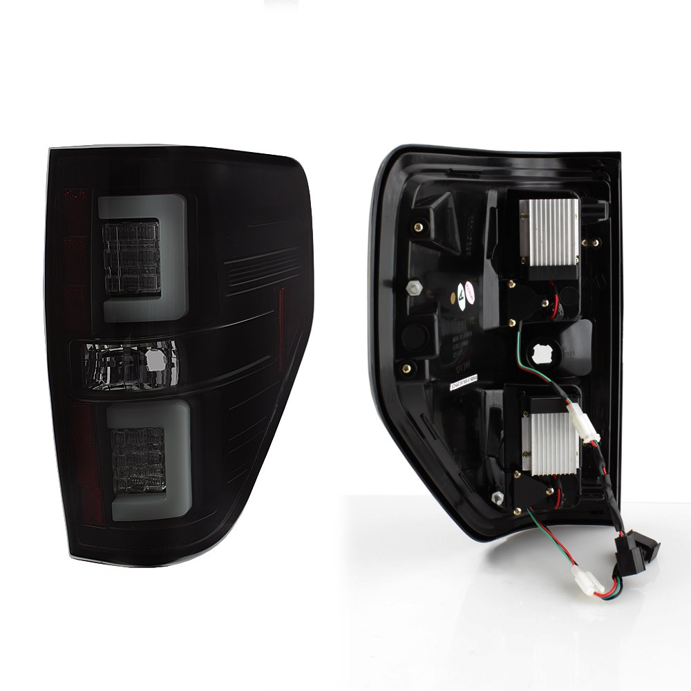 AKKON Black Smoked LED Tail Lights for 2009-2014 Ford F-150 Pickup Truck - Left & Right Pair Brake Lamps - Upgrade Your Truck's Style & Safety for Night Driving & Off-Road Adventures