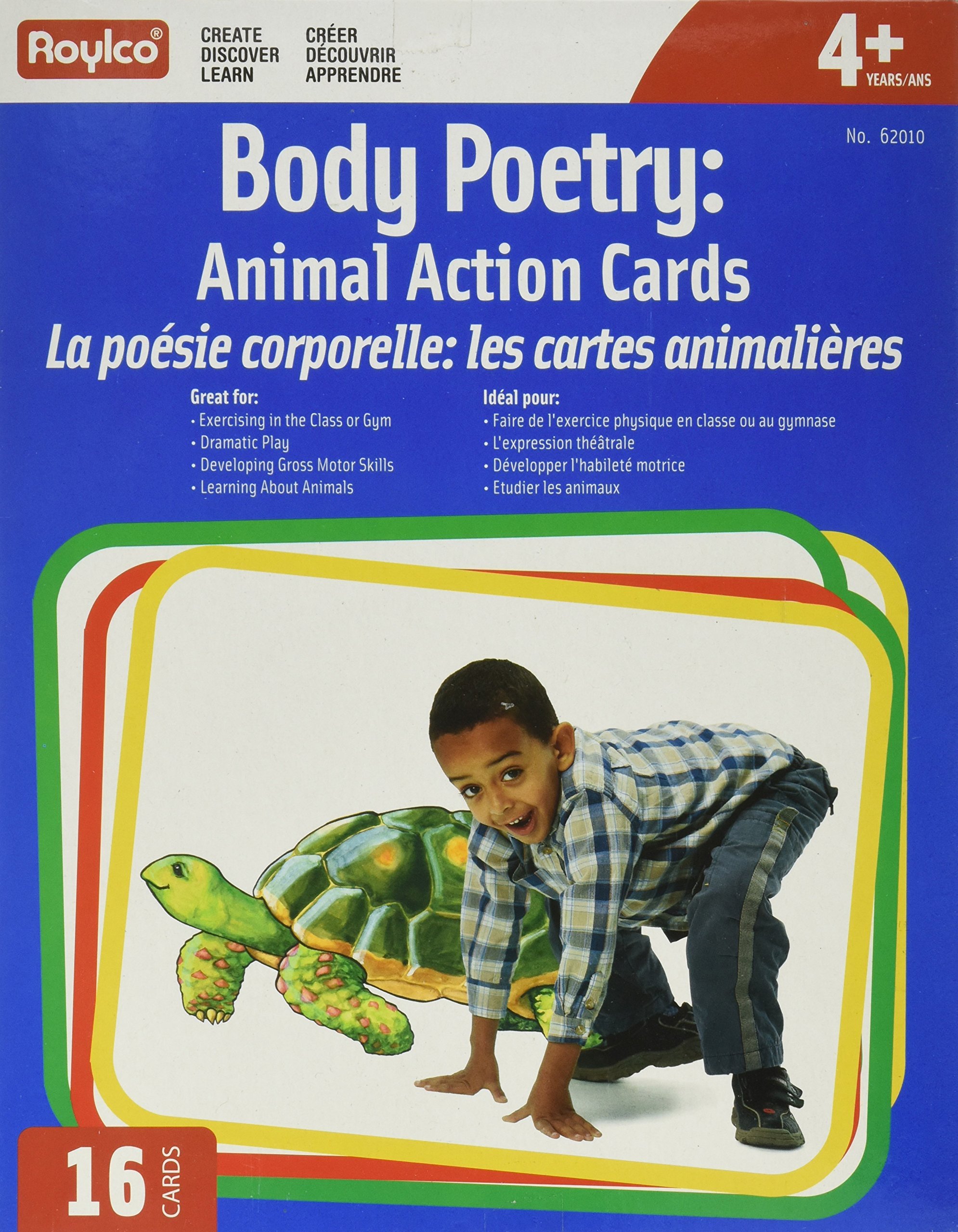 Roylco Body Poetry: Animal Action Cards - Set of 16 Fun Educational Flash Cards for Kids | Preschool Learning Activities, Movement Games & Classroom Exercises