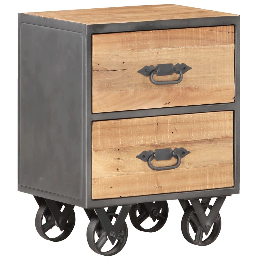 Solid Reclaimed Wood Nightstand with Storage - 15.7