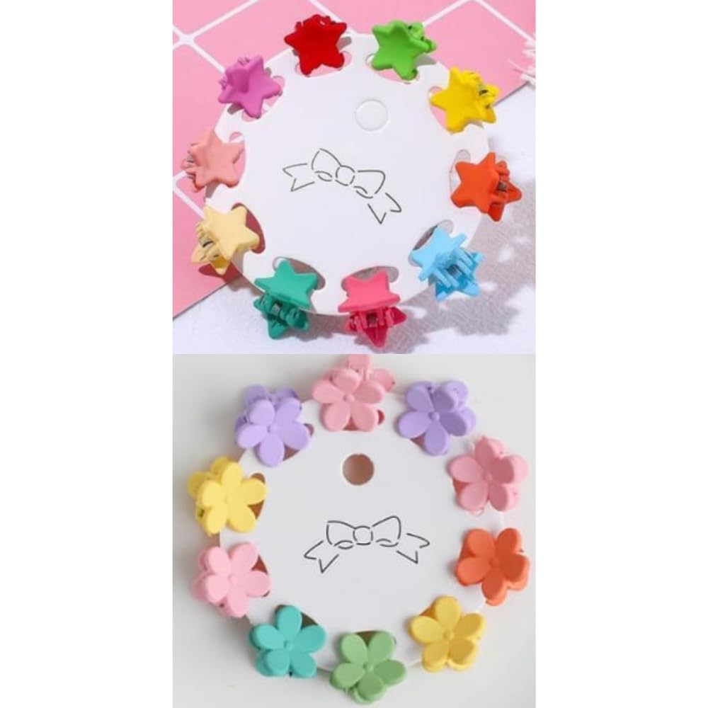 RSJ TRADERS - 20 PCS Small Plastic Floral Hair Clips for Girls, Cute Mini Flower Claw Clips for Teens & Kids, Princess Hair Accessories (Floral, Blend Colors) - Perfect for School, Parties, Weddings & Everyday Styling