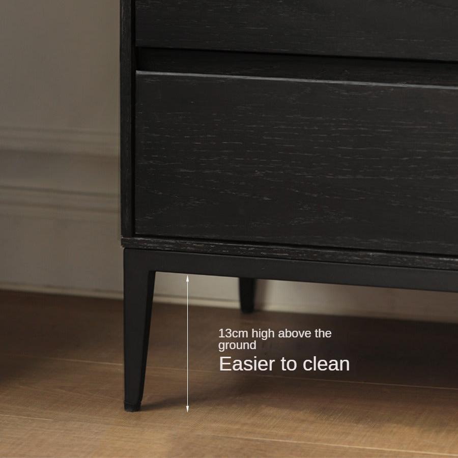 Solid Oak Wood Nightstand in Smoke Finish - Modern Bedside Table for Bedroom, Living Room, or Office