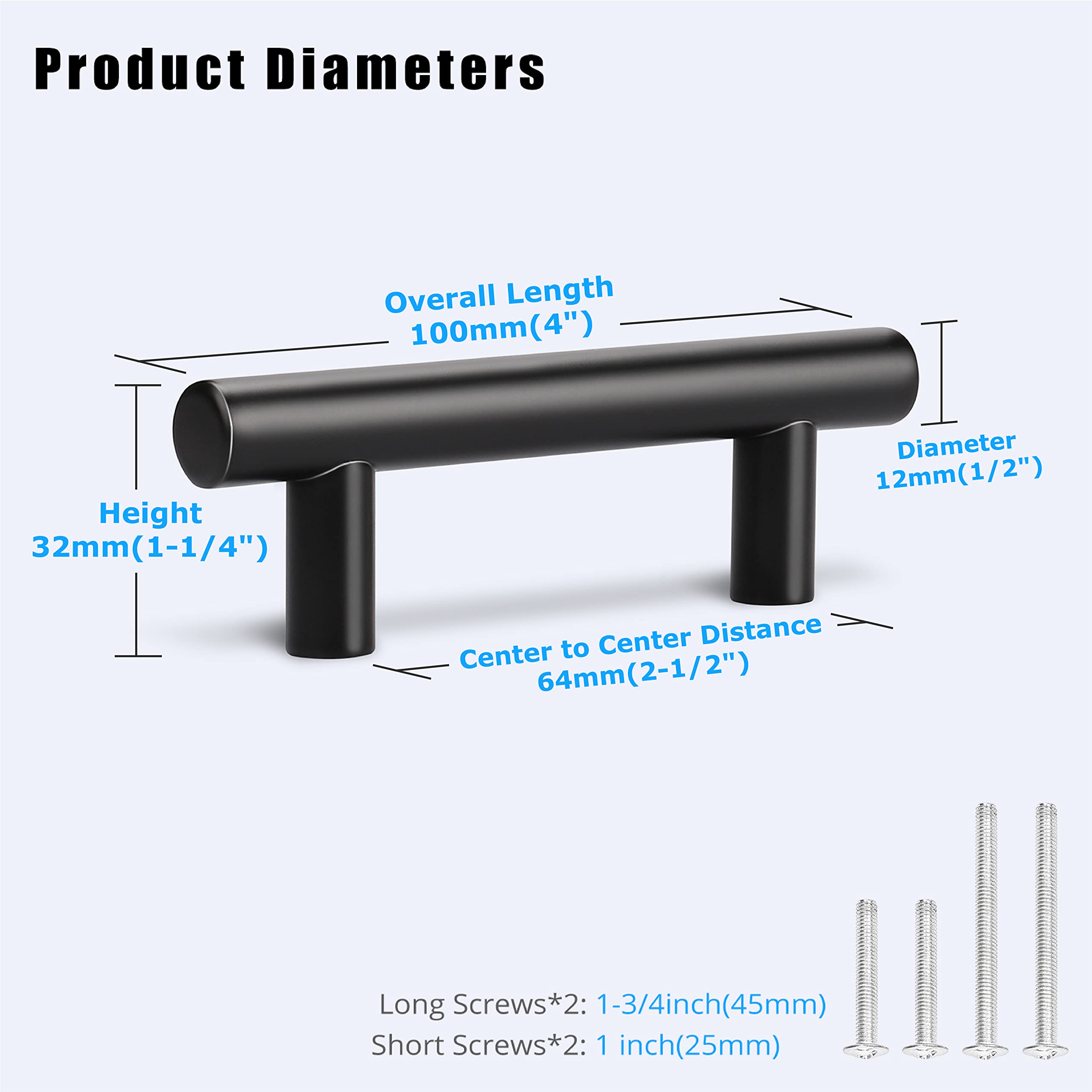KNOBWELL 15 Pack 4 Inch Matte Black Cabinet Pulls - Stainless Steel Kitchen Drawer Handles with 2-1/2 Inch Hole Center - Perfect for Vanity, Chest, Kitchen Cabinets & Cupboards | Durable Hardware for Home, Office & Commercial Spaces
