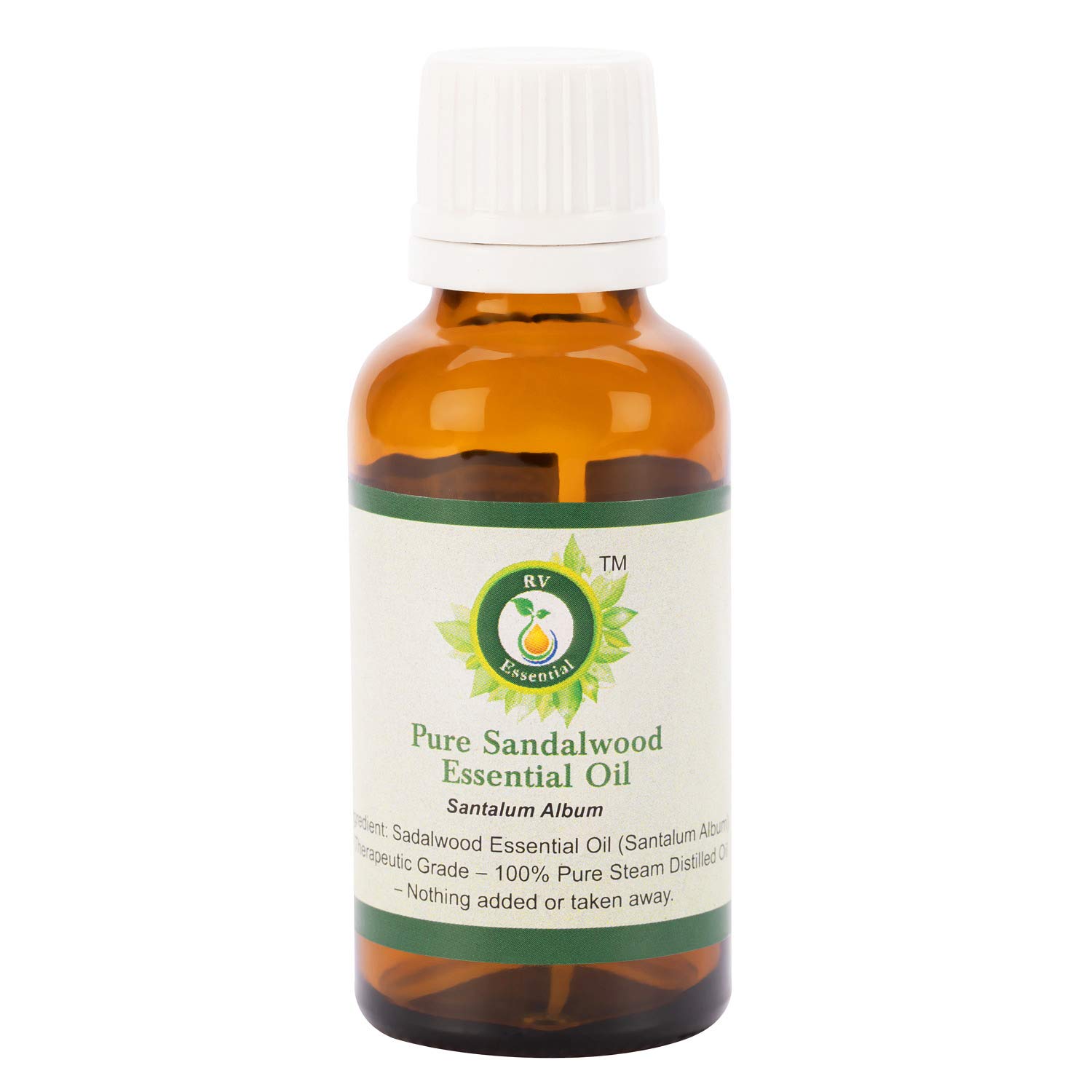 Pure Sandalwood Essential Oil (Santalum Album) - 100% Natural, Undiluted, Therapeutic Grade for Diffusers, Hair & Body Care - Steam Distilled, 50ml (1.69oz) by R V Essential - Perfect for Aromatherapy, Relaxation & Skin Care
