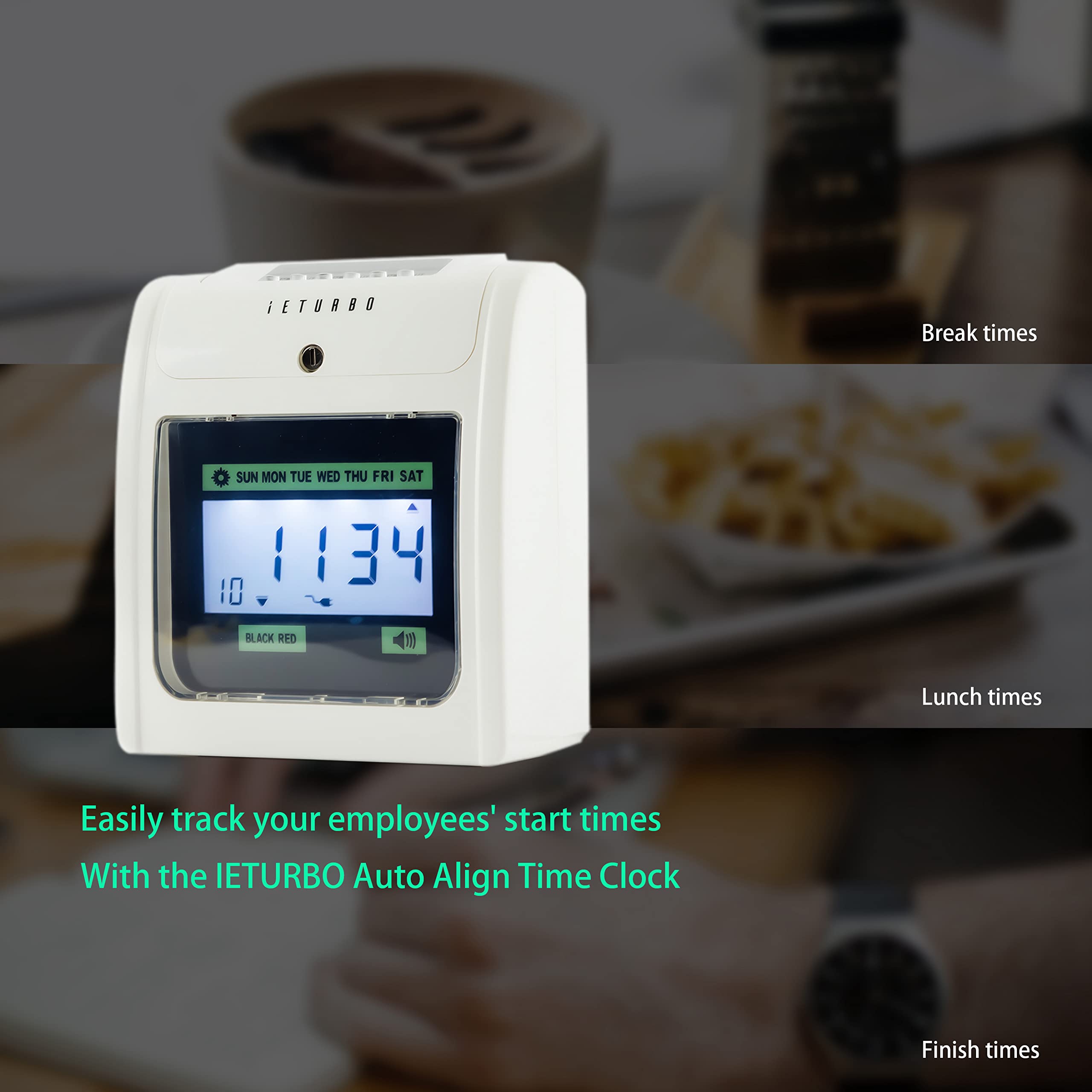 Small Business Employee Time Clock - Attendance & Absence Tracker with 100 Time Cards, 2 Security Keys, Ink Ribbon Cartridge & Manual | Ideal for Office, Retail & Restaurant Workforce Management
