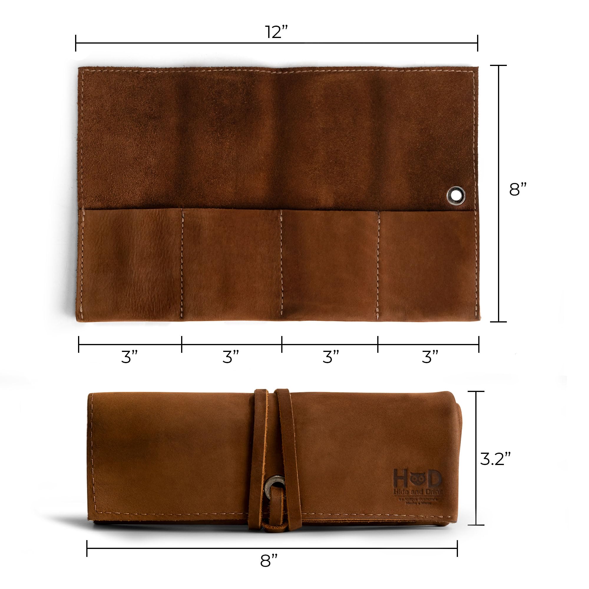 Premium Leather Watch Roll Organizer - Handmade Full Grain Leather Watch Case Holds 4 Watches - Travel-Friendly Watch Storage for Men & Women - Perfect for Business Trips, Travel & Watch Collection (Swayze Suede)