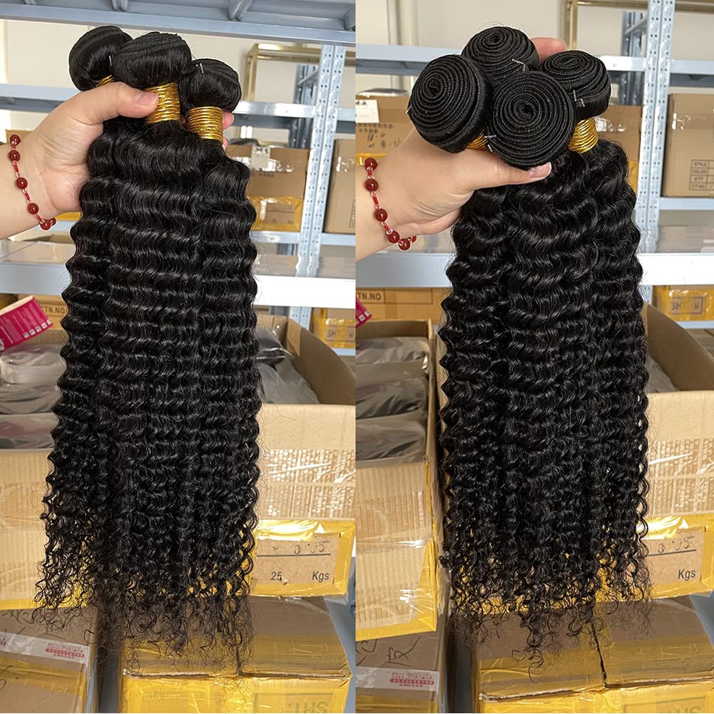 Brazilian Virgin Deep Wave Human Hair Bundles 3 Pack (20