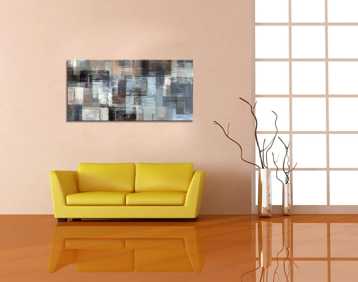 Modern Abstract Wall Art Canvas Print - Gray & Brown Framed Painting for Home, Bedroom, Bathroom, Office & Living Room Decor - 30x60 Inch Metal Canvas Artwork - Perfect for Contemporary Spaces & Accent Walls