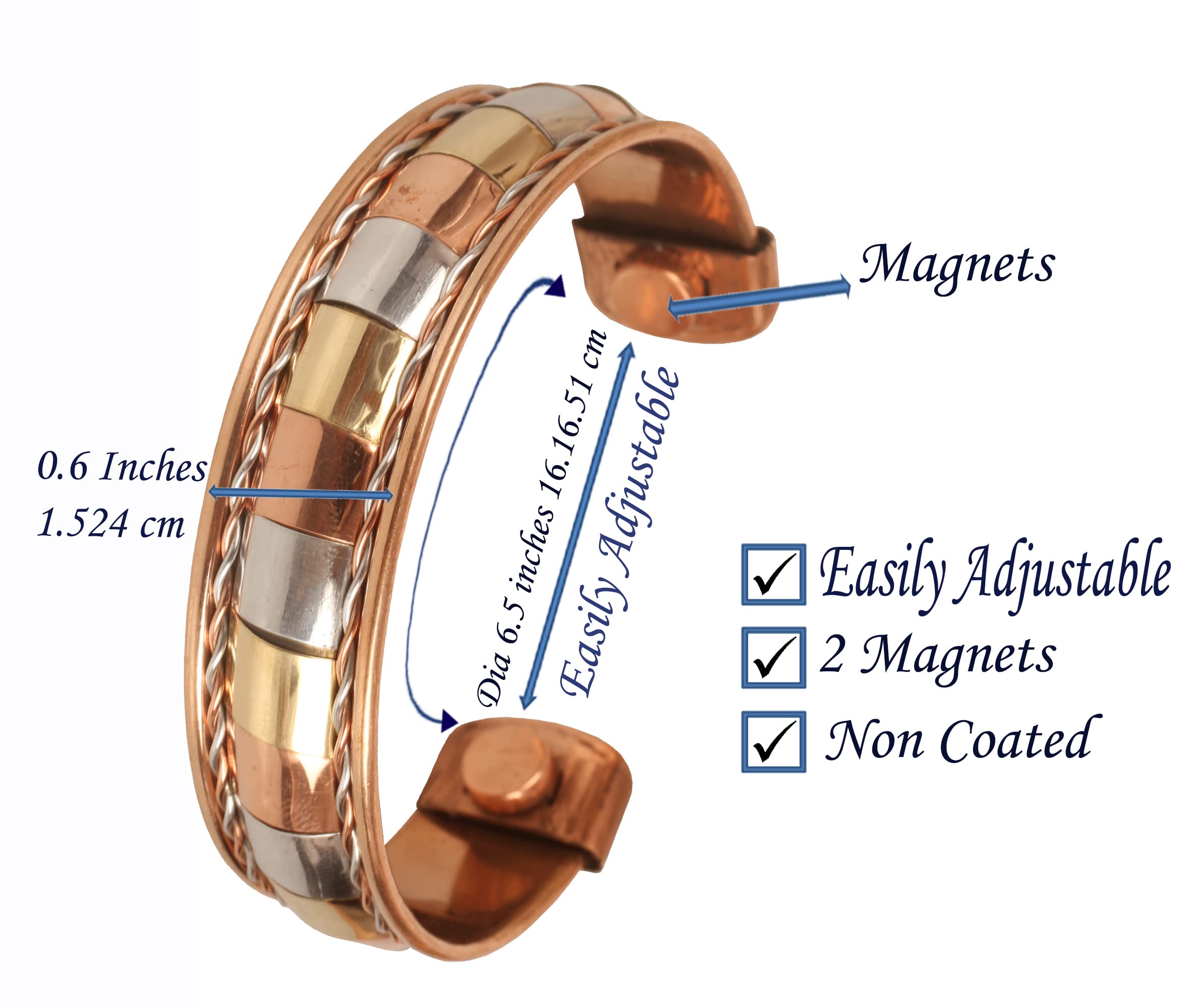 Authentic Tibetan Style Touchstone Copper Bracelet - Hand Forged Solid High Gauge Copper Cuff Jewelry for Men & Women - Multiple Design Options - Perfect for Yoga, Meditation & Spiritual Healing