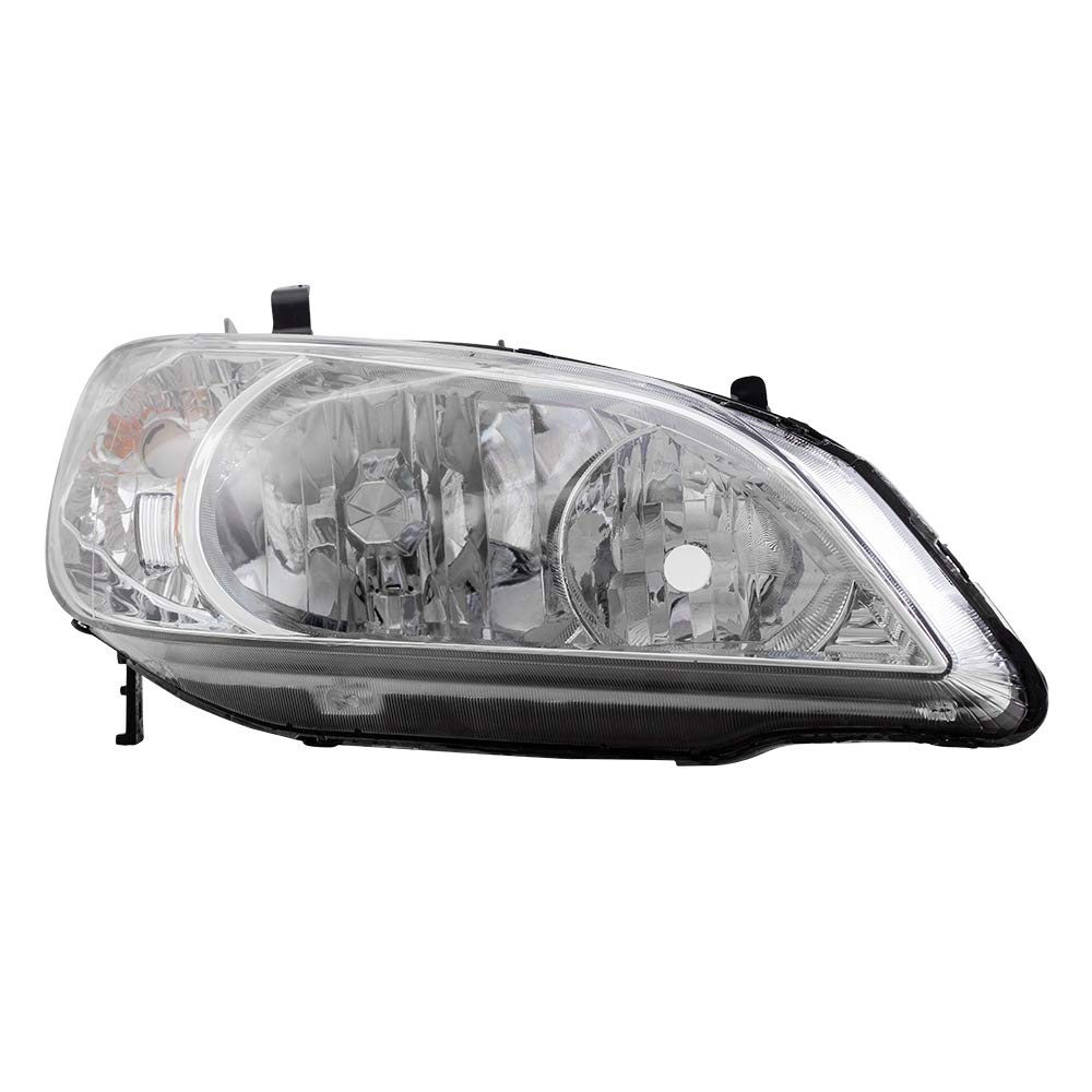 Brock Replacement Halogen Headlights for 2004-2005 Honda Civic - Driver & Passenger Side Headlamps (33151-S5A-A51, 33101-S5A-A51) - Perfect for Night Driving & Road Safety